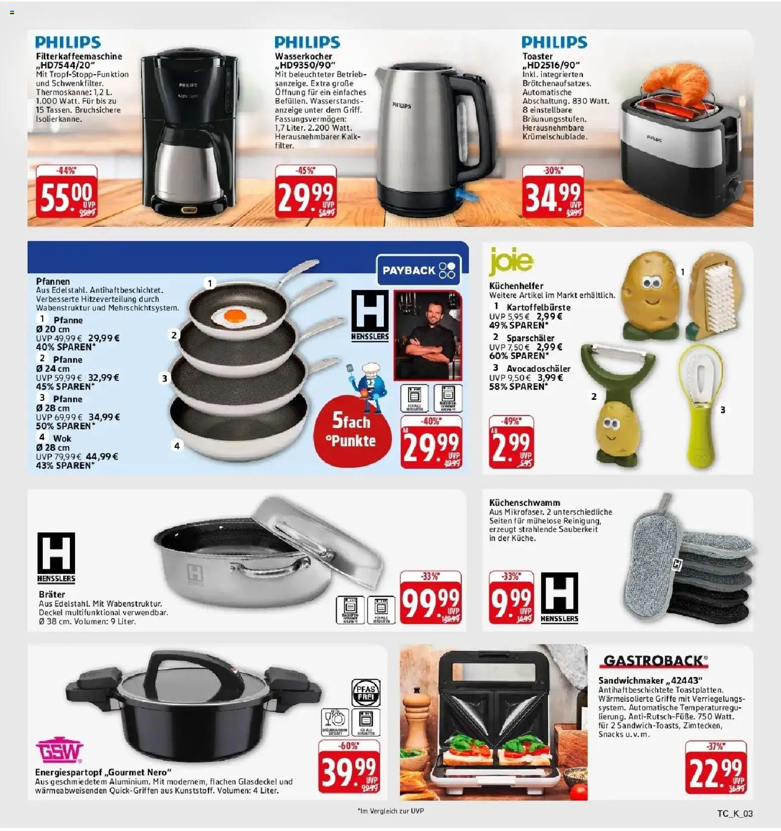 Edeka Prospekt Reutlingen (ab 12.10.2026) » Angebote Online | Seite: 62 | Produkte: Sandwichmaker, Toaster, Filterkaffeemaschine, Wok