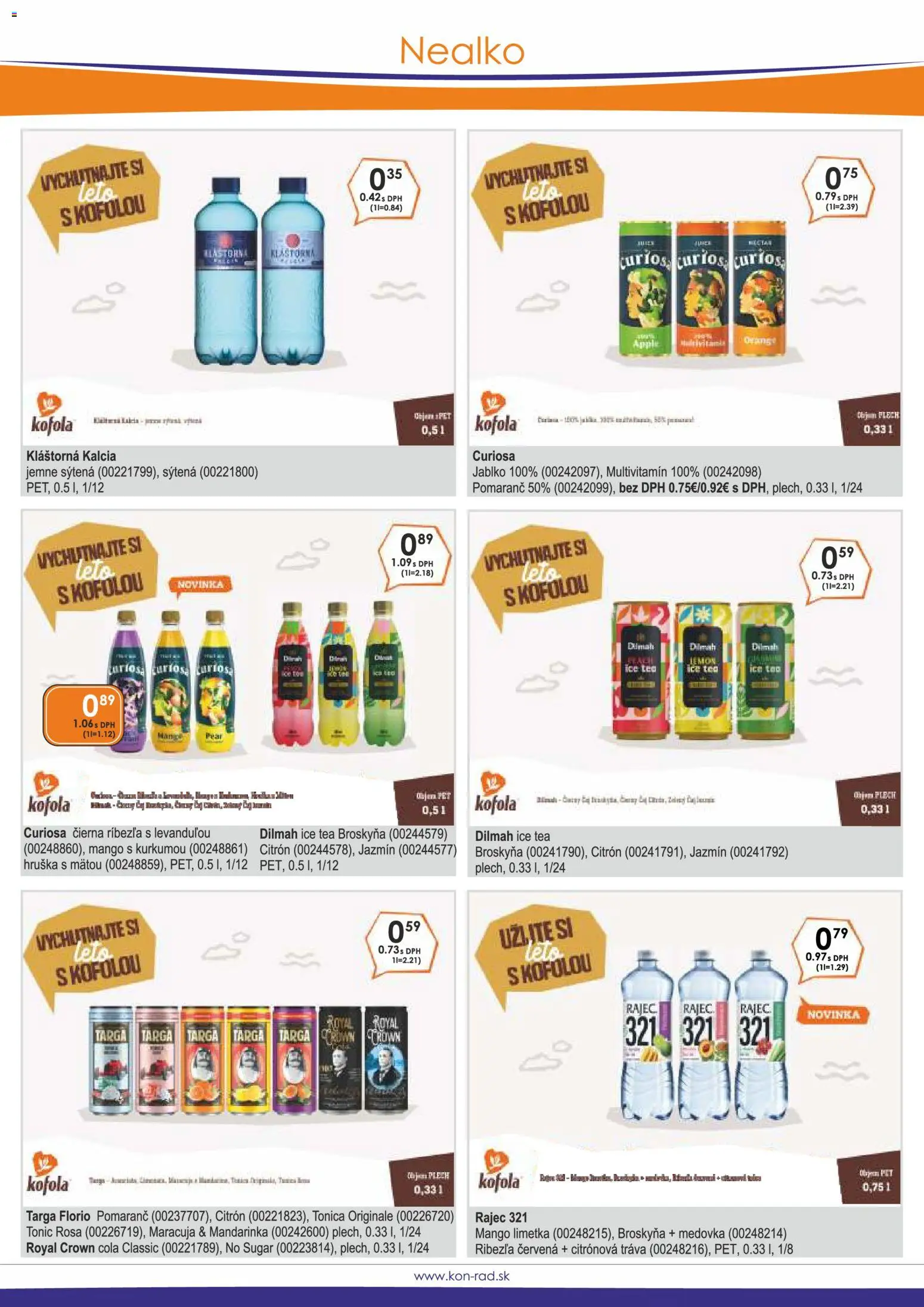 Nové KON - RAD akcie – leták je platný od 01.08.2026 | Strana: 34 | Produkty: Ice Tea, Apple, Kofola, Cola
