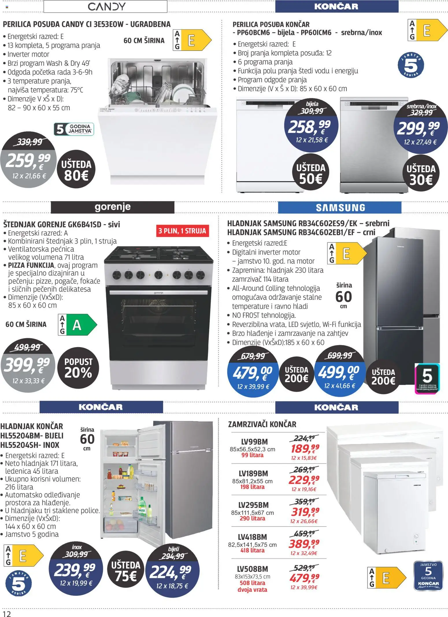 Centar Tehnike katalog | vrijedi od 09.03.2026 | Stranica: 12 | Proizvodi: Perilica posuđa, Pizza, Zamrzivač, Štednjak
