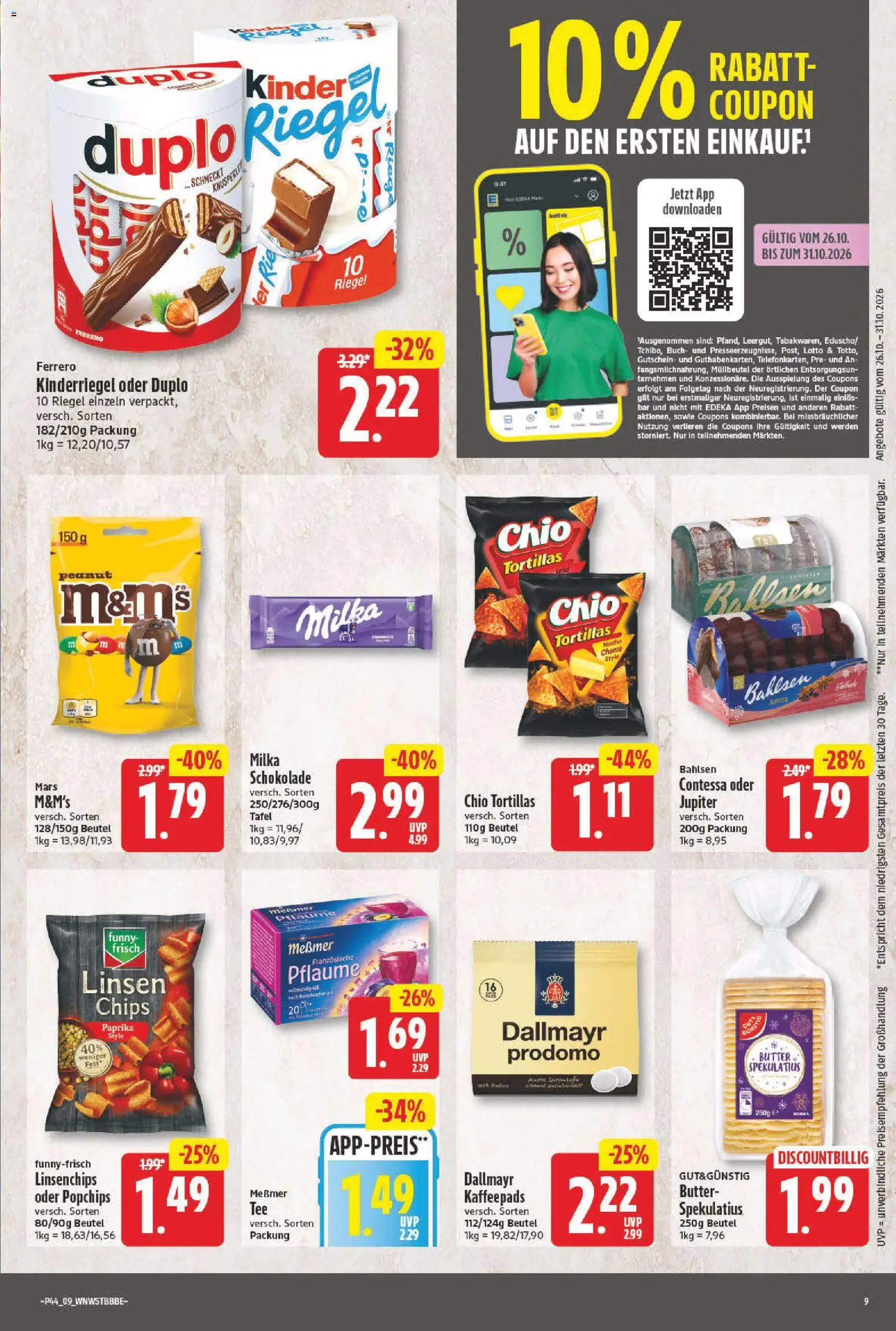 NP Discount Prospekt – gültig ab 26.10.2026 | Seite: 9 | Produkte: Tortillas, Mars, Dallmayr, Chio tortillas