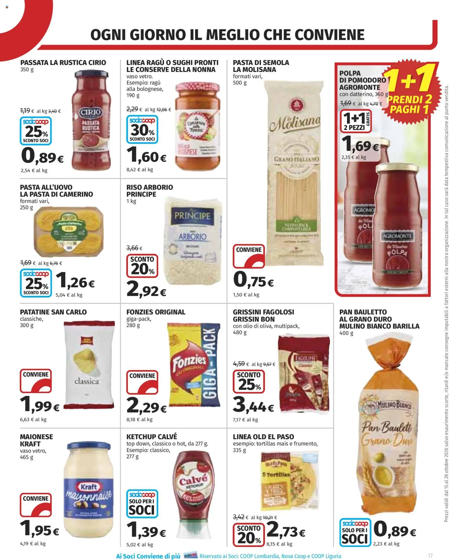 Volantino COOP del 15/10/2026 | Pagina: 17 | Prodotti: Maionese, Pasta di semola, Top, Vaso