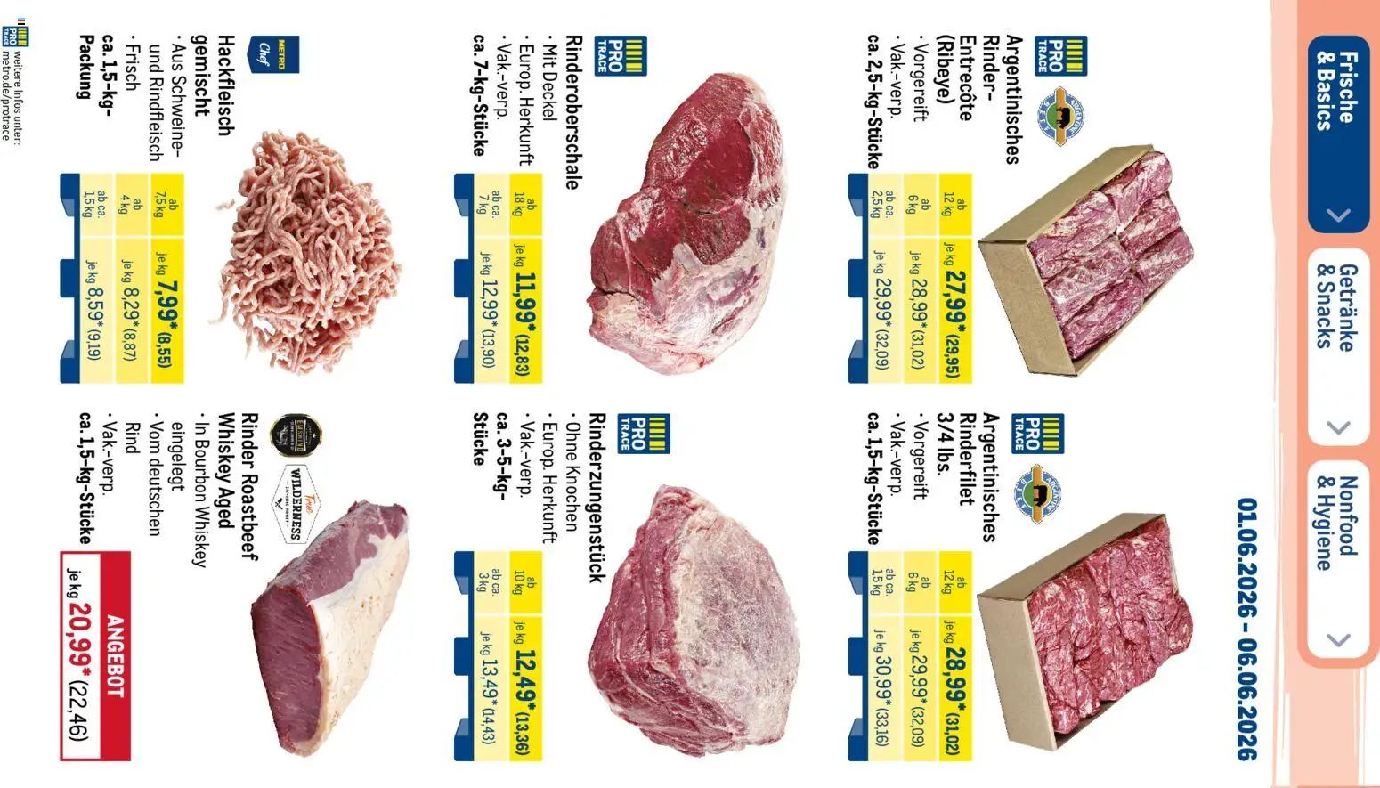 Metro Prospekt – gültig ab 01.06.2026 | Seite: 2 | Produkte: Entrecote, Rindfleisch, Whiskey, Hackfleisch