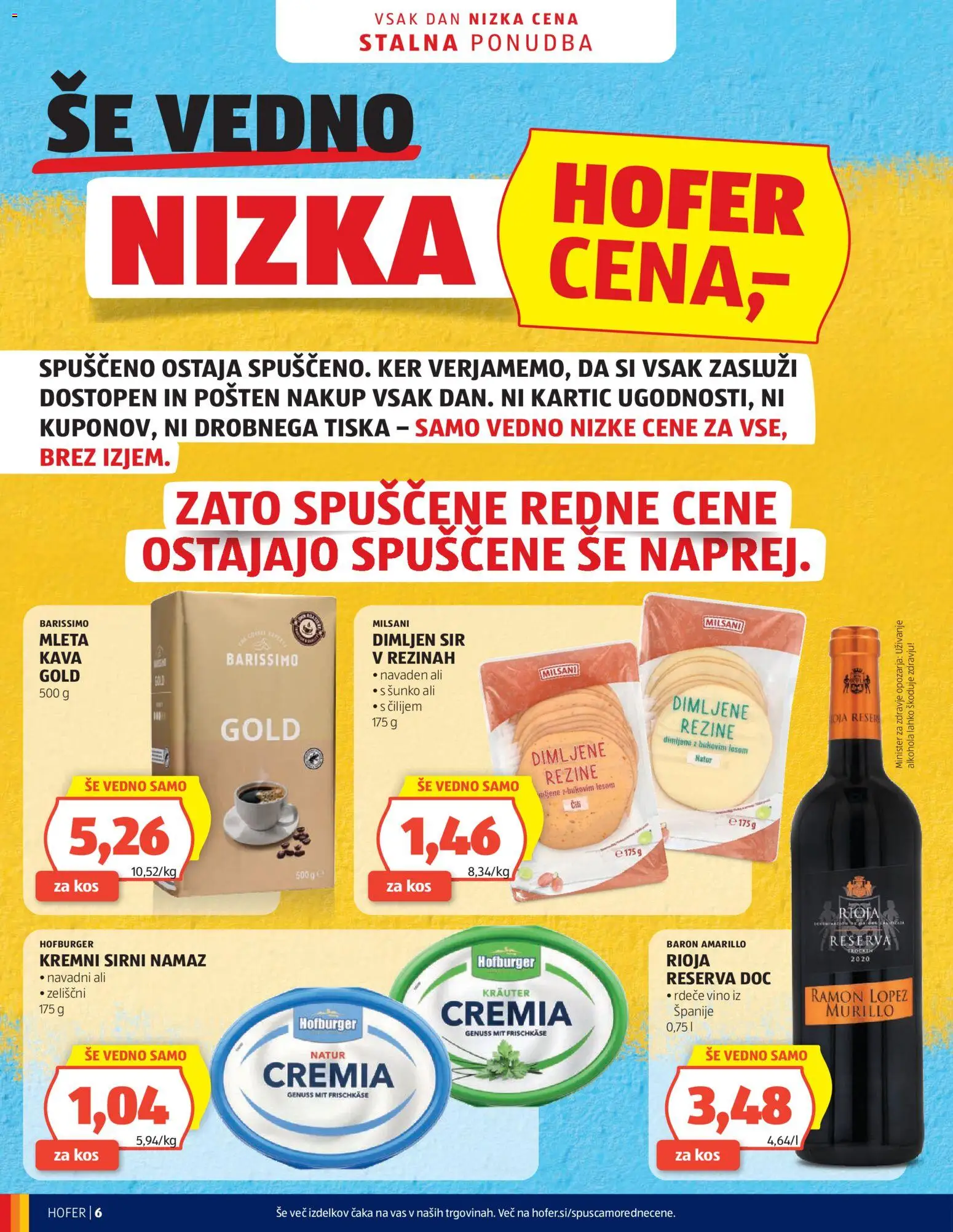 Hofer SI katalog | vrijedi od 17.06.2026 | Stranica: 6 | Proizvodi: Sir, Kava, Vino, Namaz
