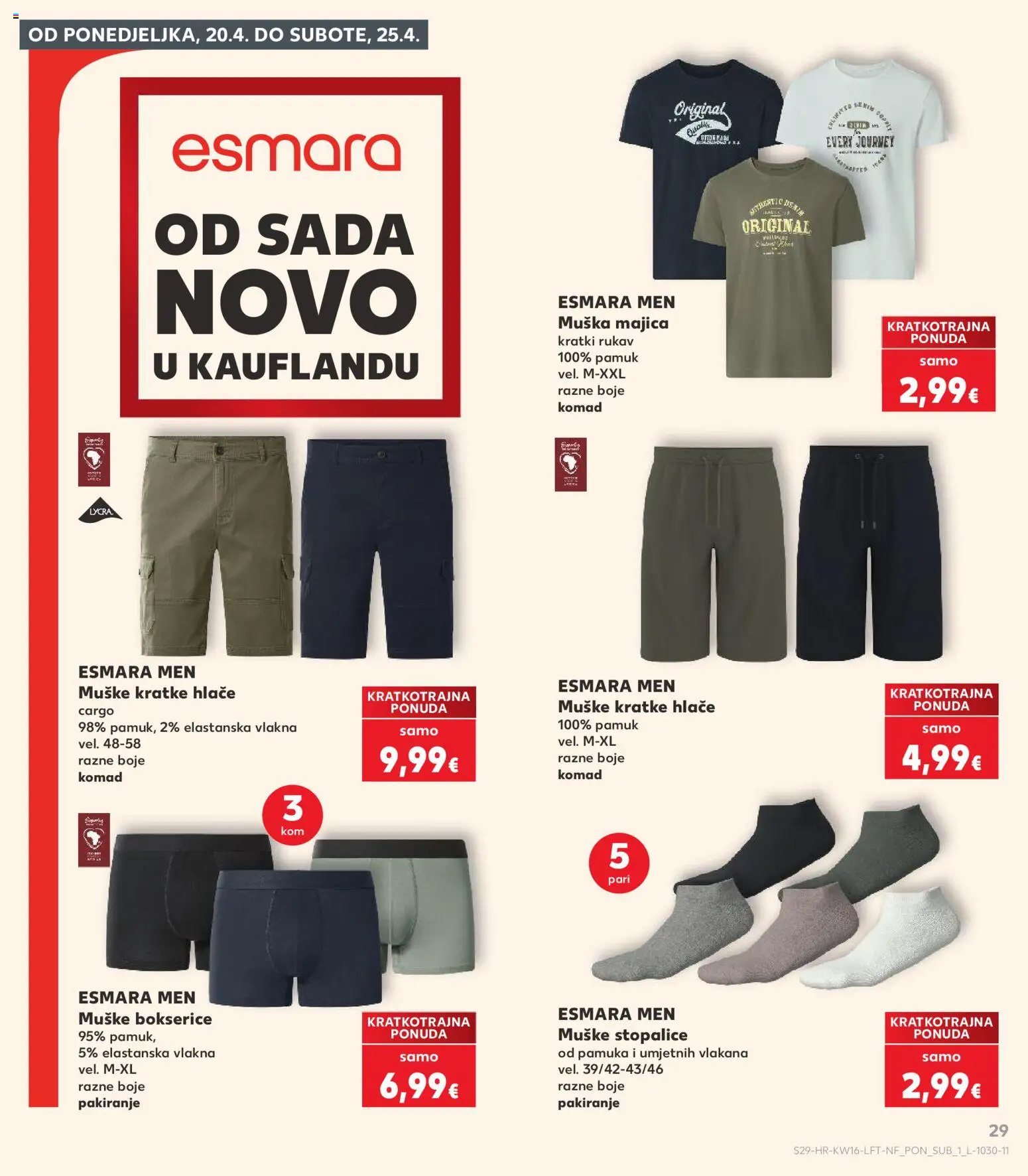 Kaufland katalog | vrijedi od 15.04.2026 | Stranica: 29 | Proizvodi: Majica, Hlače, Kratke hlače, Bokserice