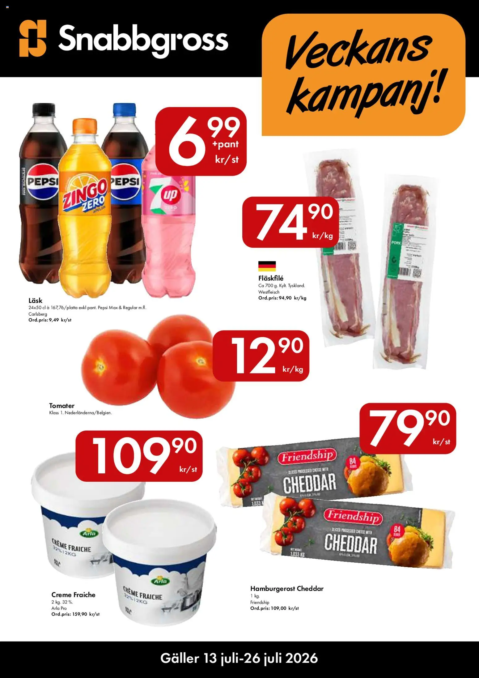 Hypermarkety reklamblad aktuell från 13/07/2026 | Sida: 1 | Produkter: Zingo, Galler, Creme fraiche, Tomater