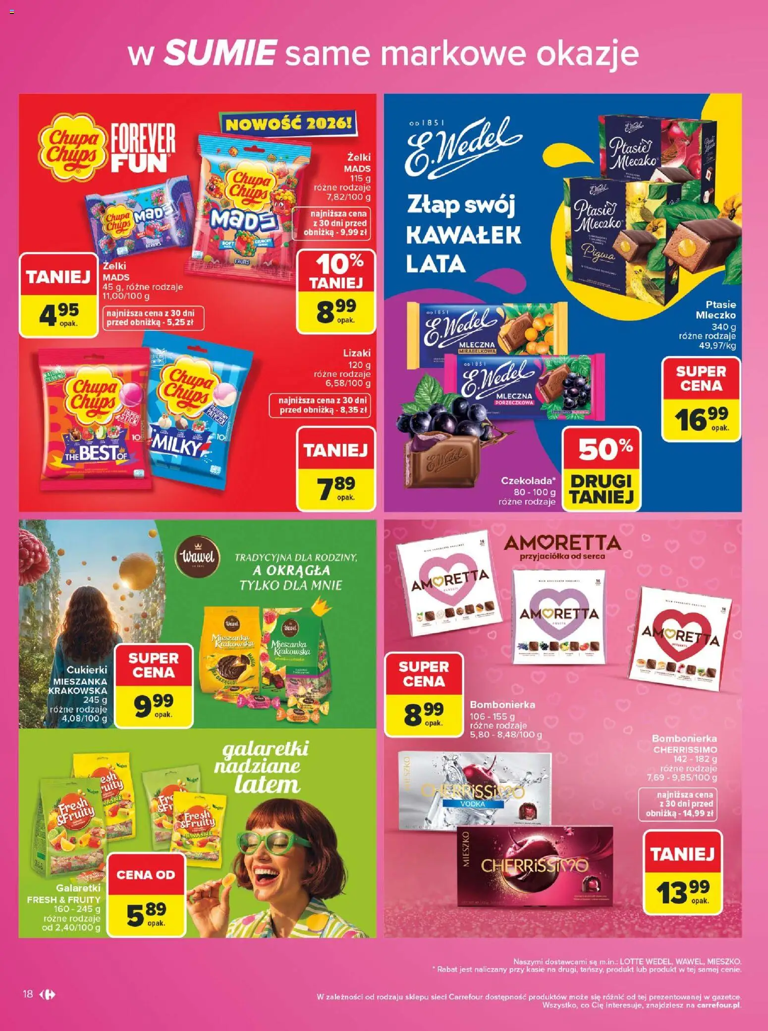 Carrefour gazetka - Same markowe okazje od 03.08.2026 | Strona: 18 | Produkty: Galaretki, Żelki, Vodka, Cukierki
