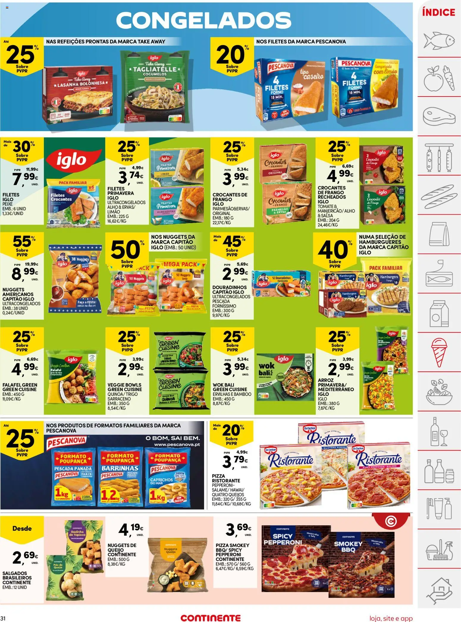 Continente folheto │ válido de 05.05.2026 | Página: 31 | Produtos: Pescada, Quinoa, Lasanha, Queijo