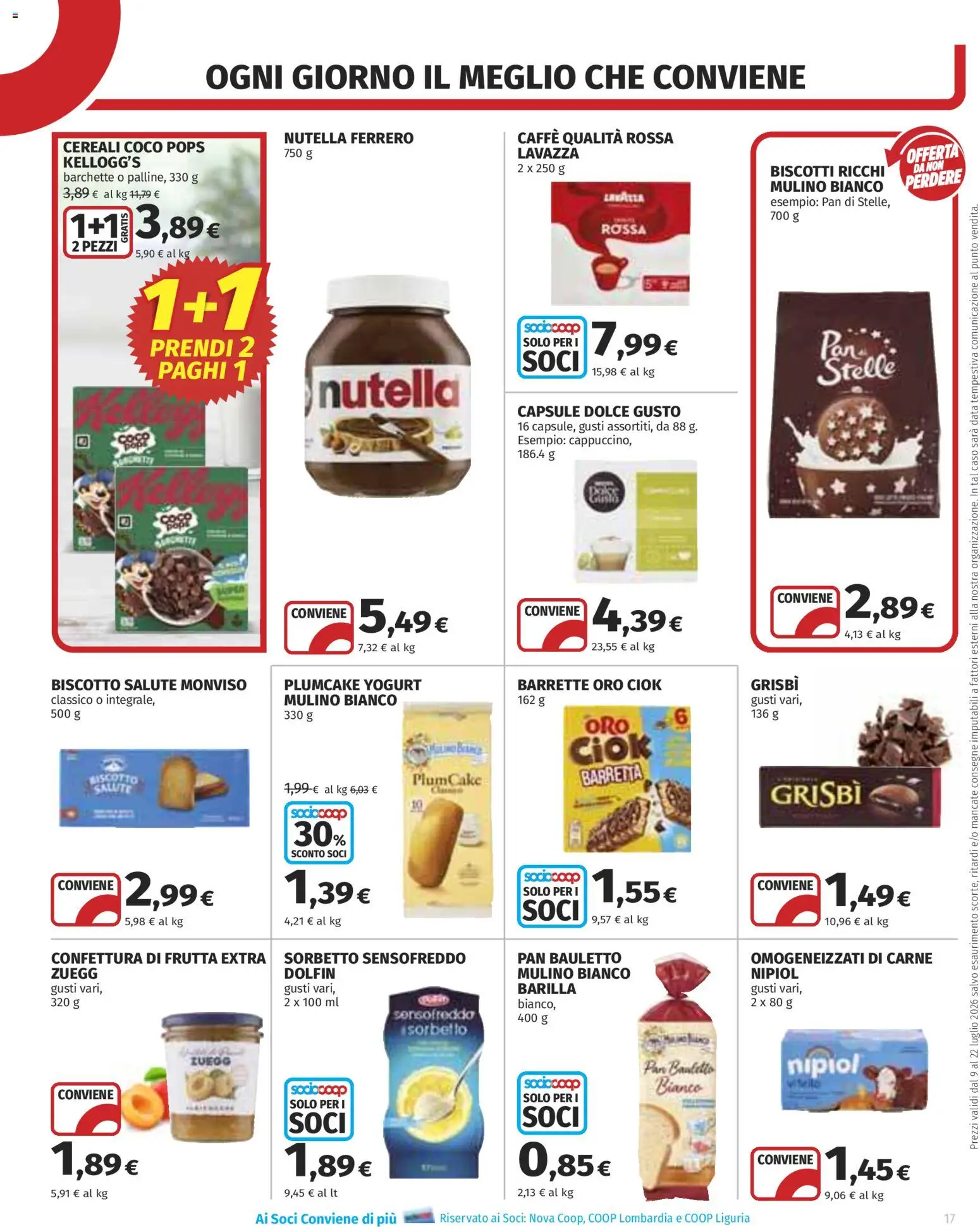 Volantino COOP del 09/07/2026 | Pagina: 17 | Prodotti: Caffè, Frutta, Nutella, Barretta