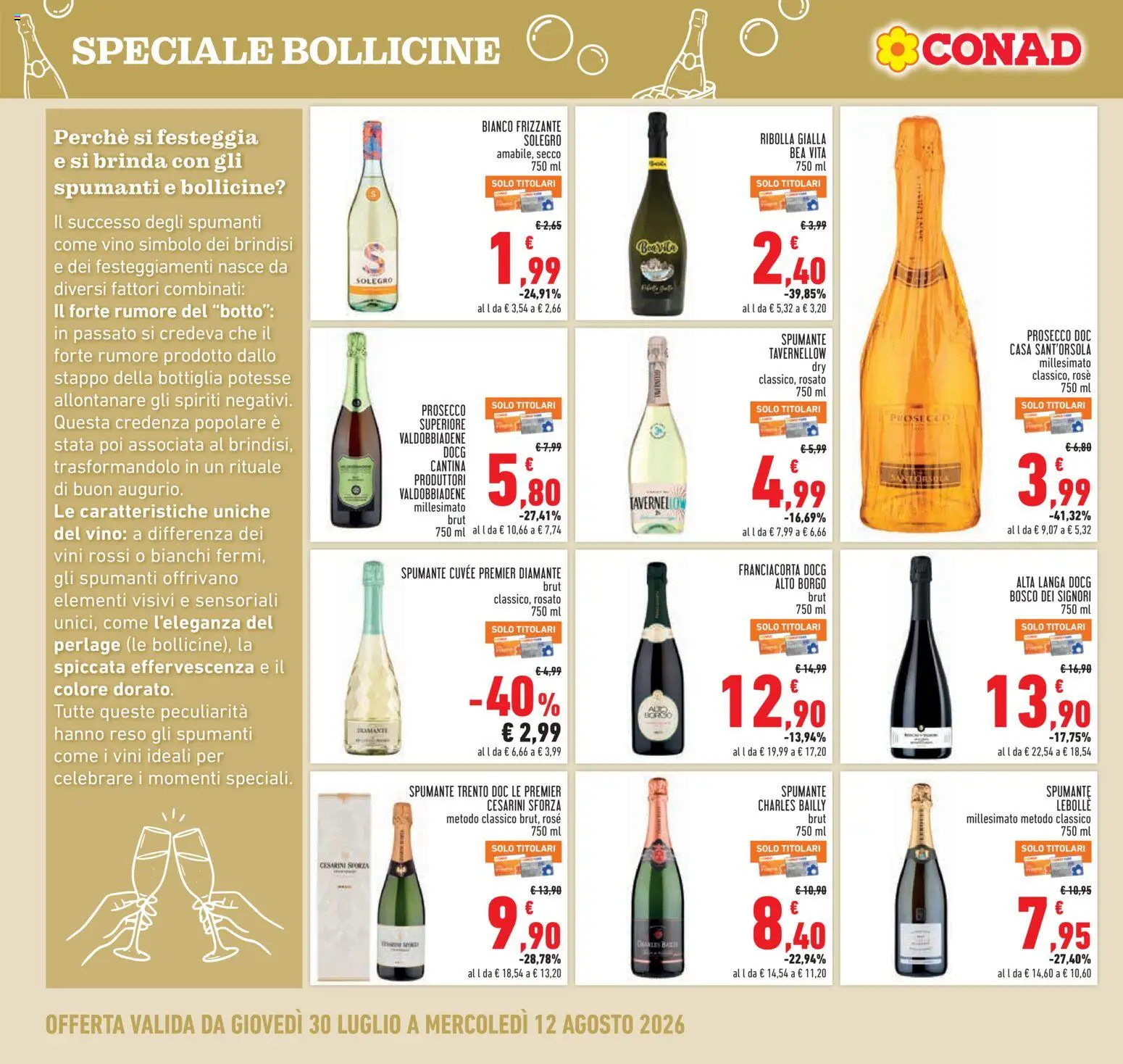 Volantino Conad del 30/07/2026 | Pagina: 18 | Prodotti: Vino, Spumante, Bottiglia, Credenza