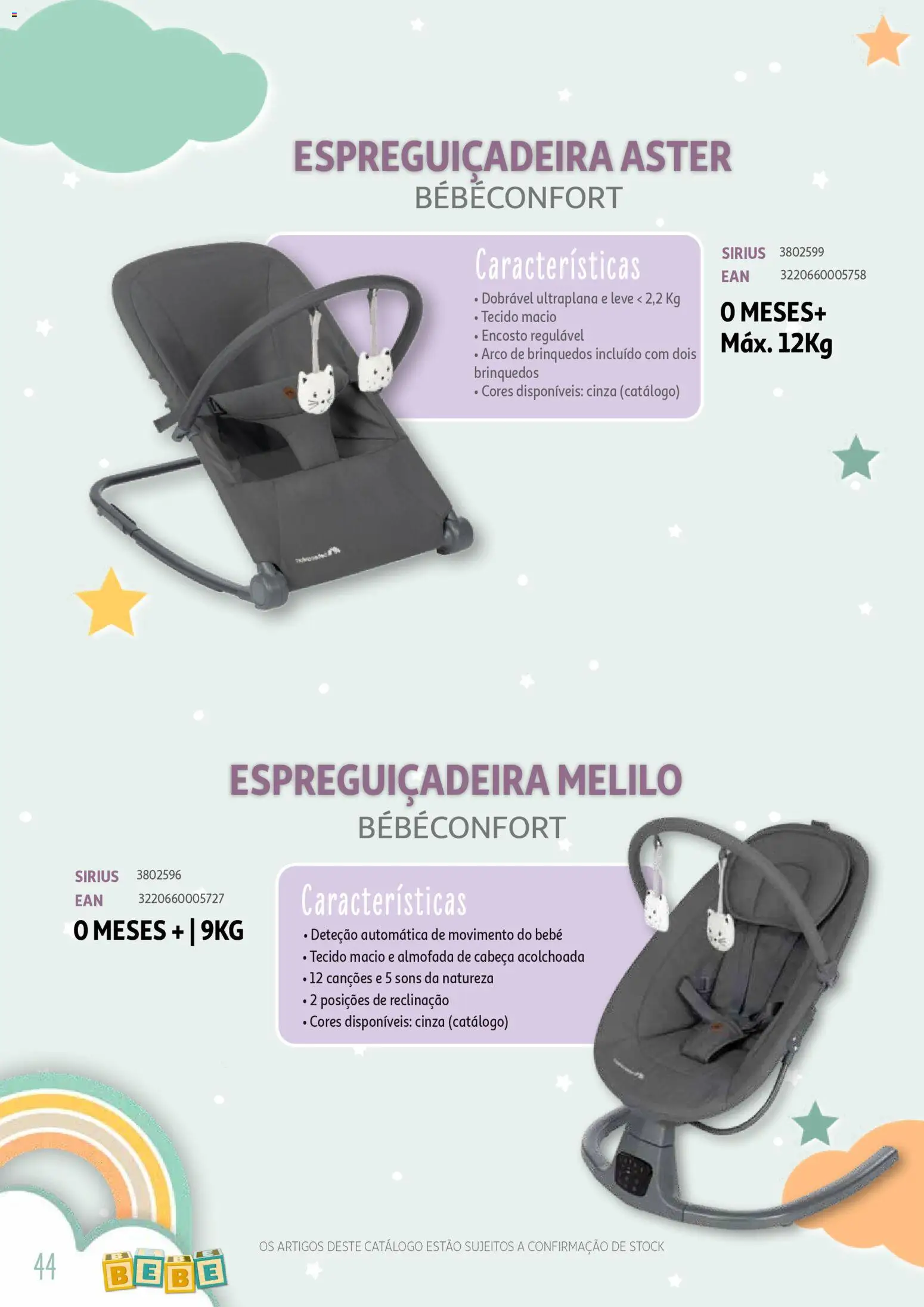 Auchan - Catálogo Puericultura │ válido de 13/01/2026 | Página: 44 | Produtos: Almofada, Espreguiçadeira, Brinquedos