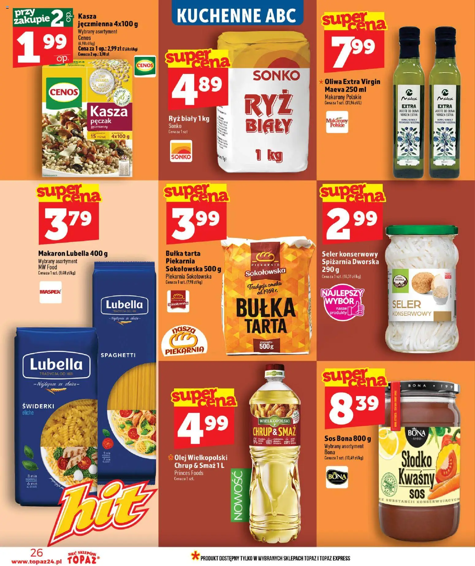 Topaz gazetka - MAZ od 25.06.2026 | Strona: 26 | Produkty: Kasza, Ryż, Makarony, Sos
