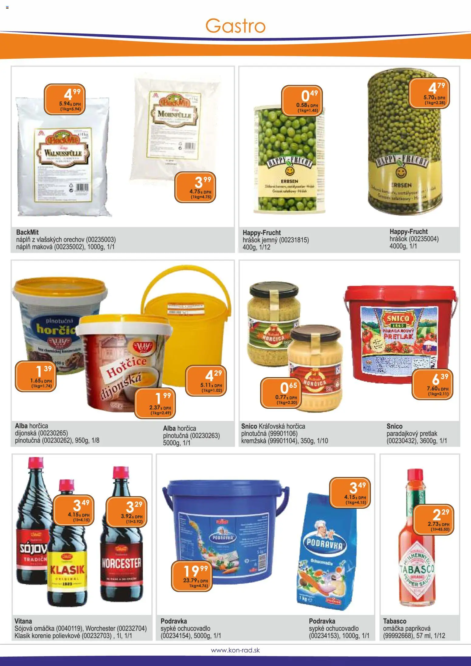 Nové KON - RAD akcie – leták je platný od 01.09.2026 | Strana: 36 | Produkty: Hrášok, Pretlak, Korenie, Horčica