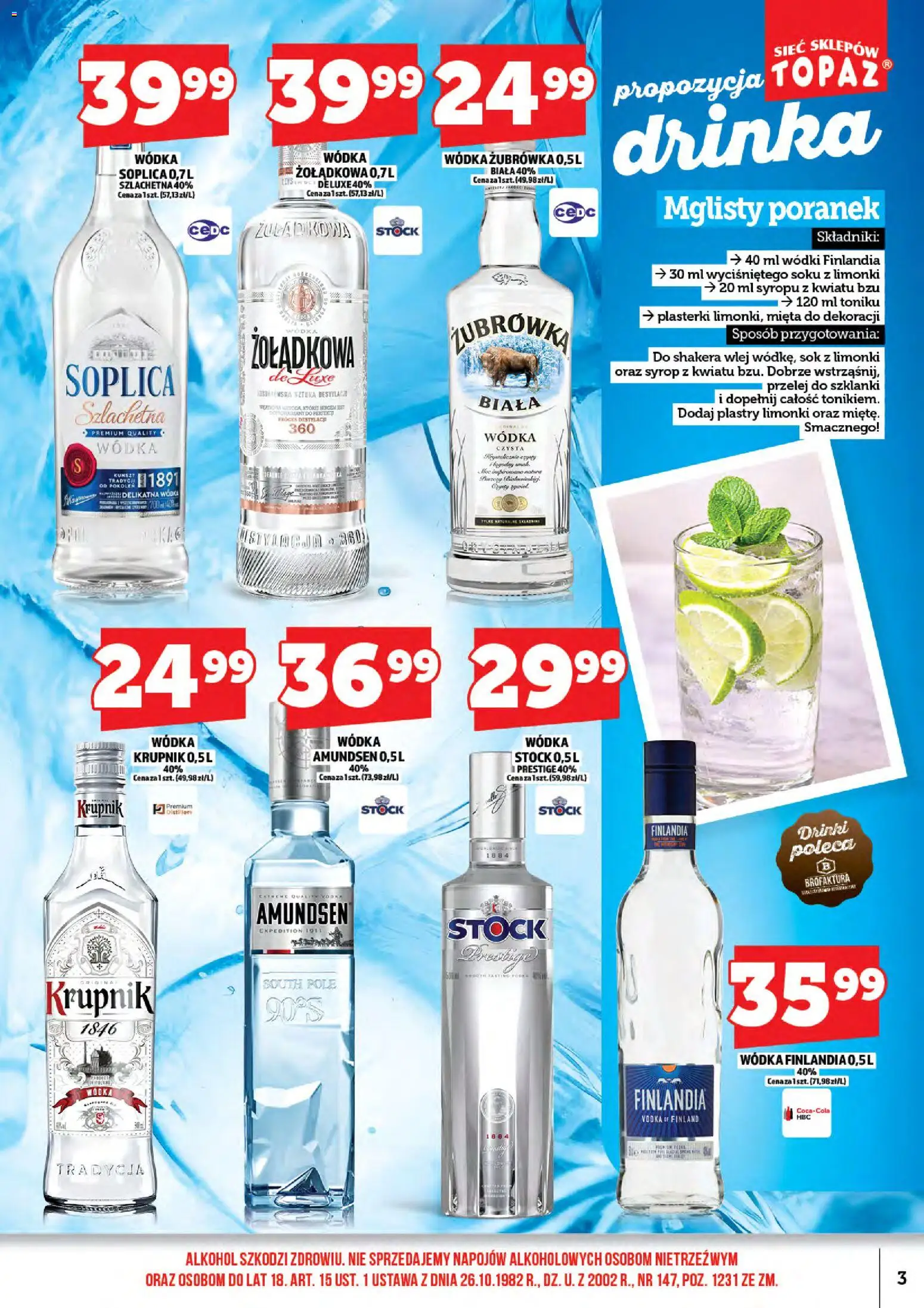 Topaz gazetka alkoholowa od 01.06.2026 | Strona: 5 | Produkty: Mięta, Żubrówka, Vodka, Szklanki