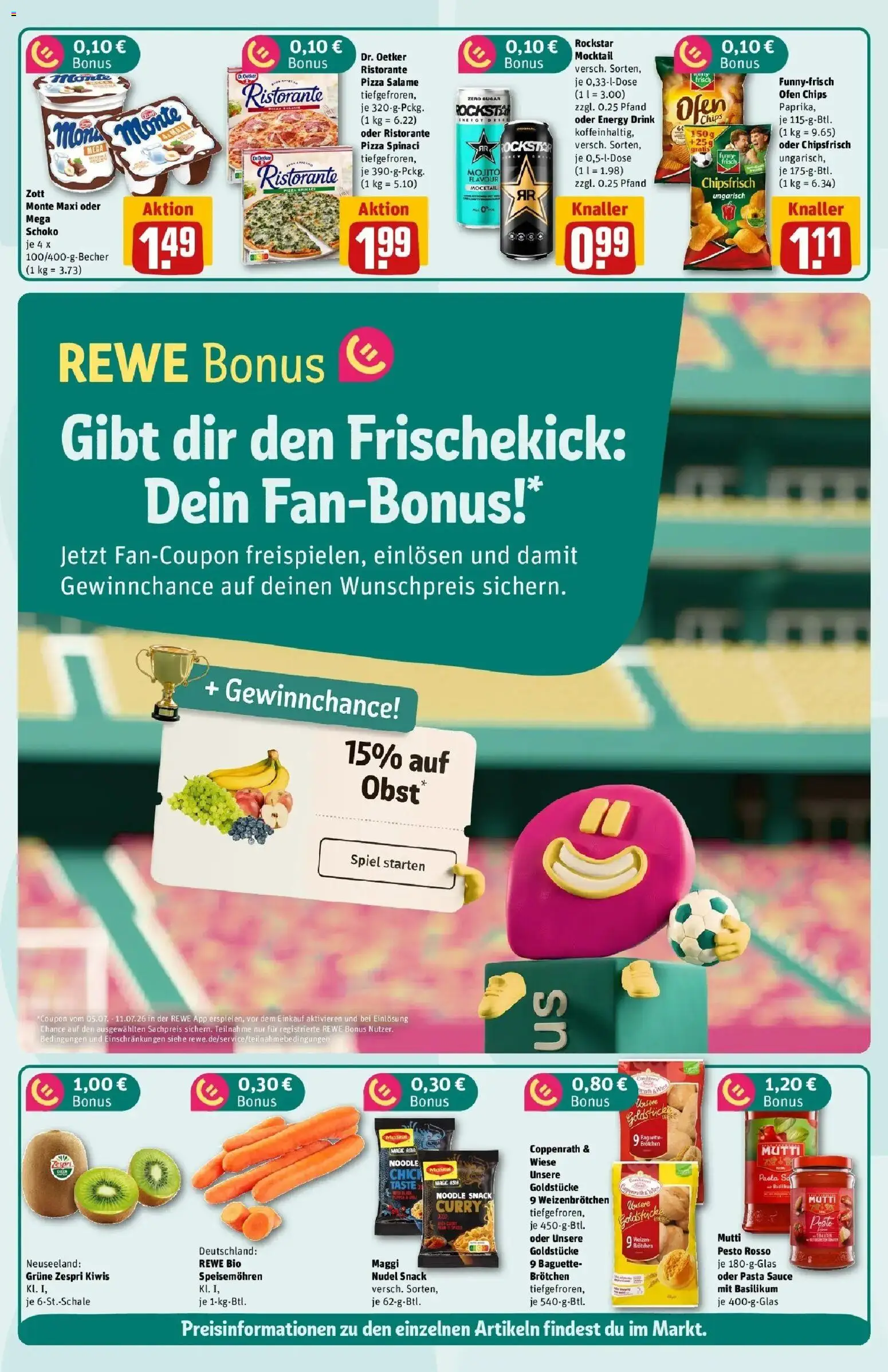 Rewe Prospekt Berlin / Gesundbrunnen – gültig ab 06.07.2026 | Seite: 2 | Produkte: Spiel, Ristorante, Rockstar, Pizza