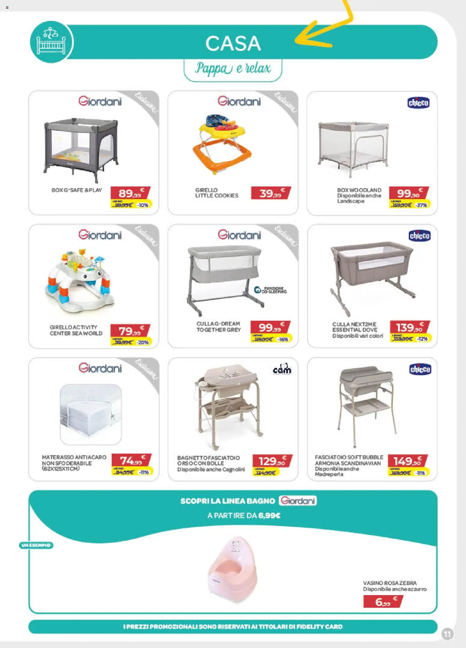 Volantino Bimbo store del 02/07/2026 | Pagina: 11 | Prodotti: Culla, Girello, Materasso, Bagno