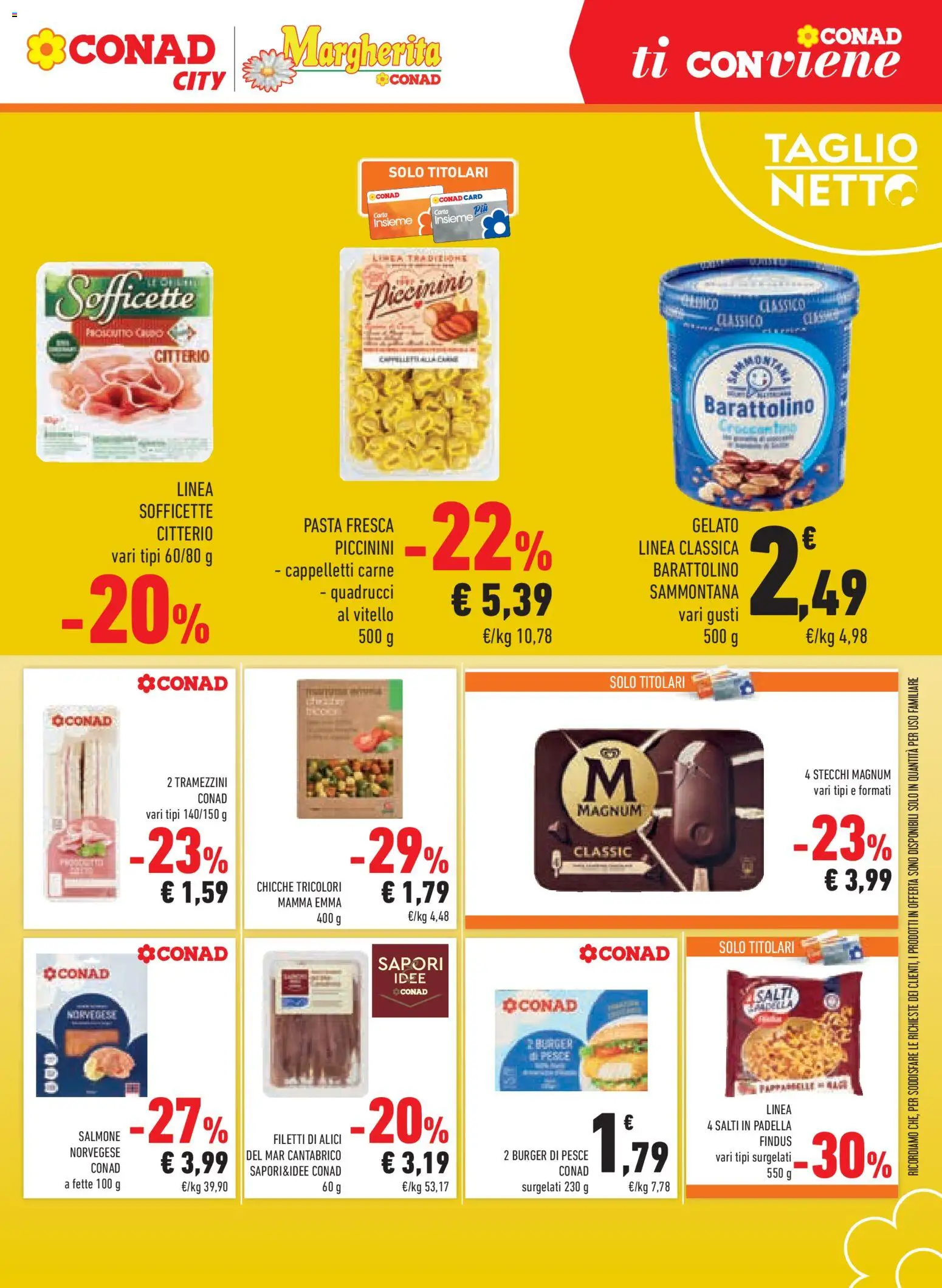 Volantino Conad del 26/08/2026 | Pagina: 5 | Prodotti: Magnum, Pasta, Padella, Alici