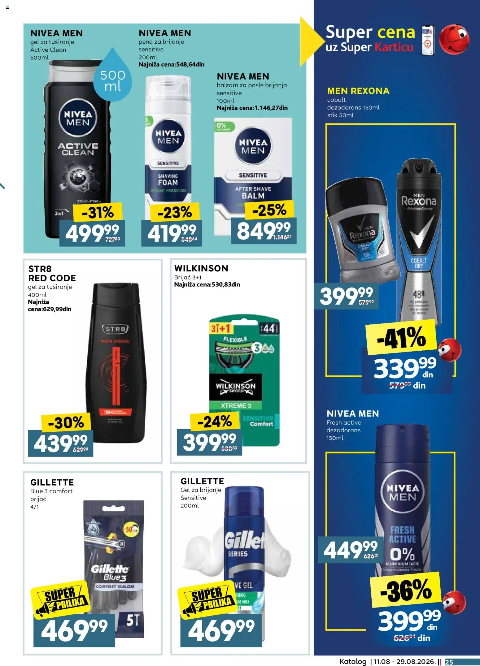 Mercator katalog - važi od 11.08.2026 | Strana: 25 | Proizvode: Brijač, Nivea, Gel za tuširanje, Dezodorans