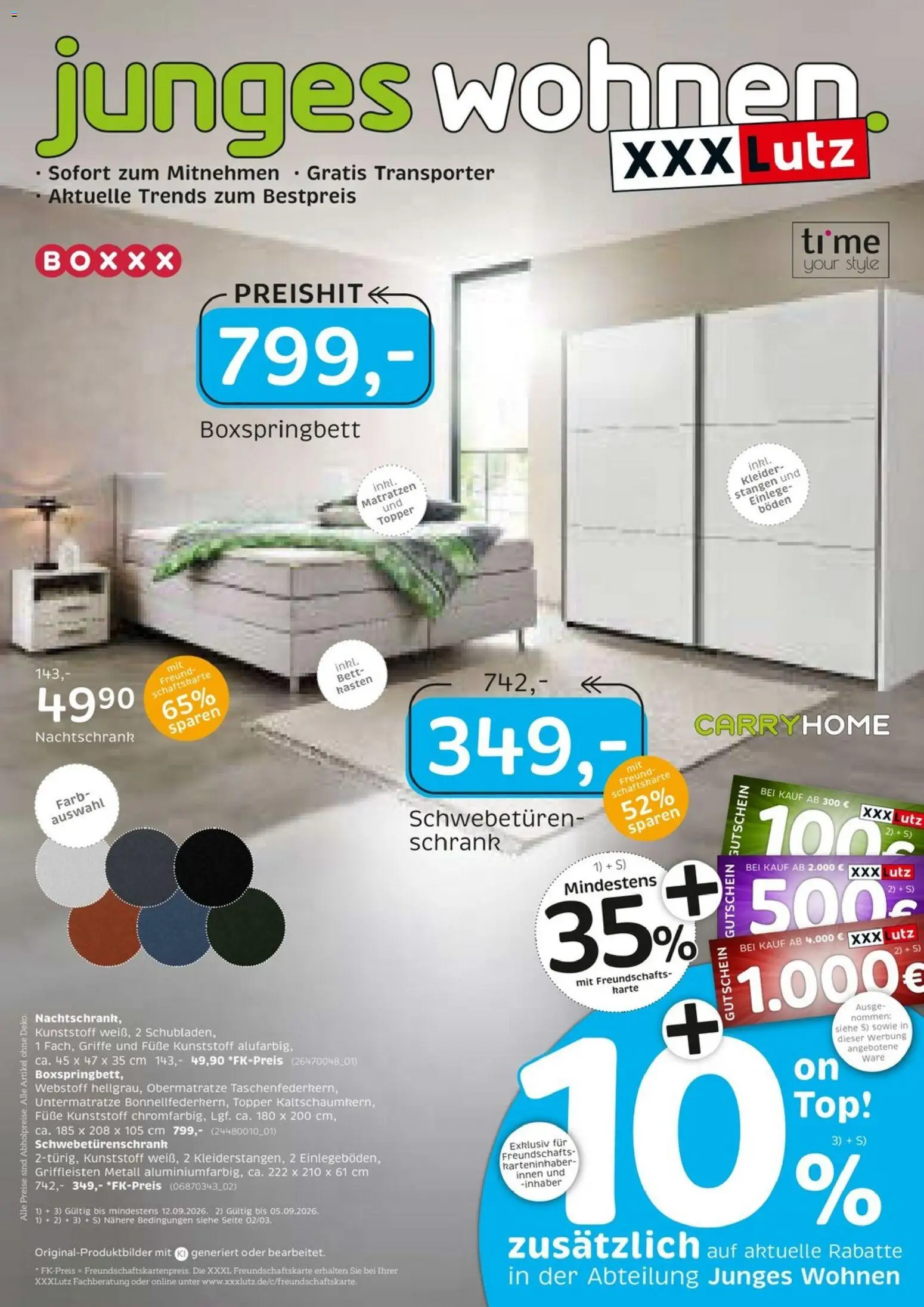 XXXLutz Junges Wohnen – gültig ab 29.08.2026 | Seite: 1 | Produkte: Top, Bett, Boxspringbett, Schrank
