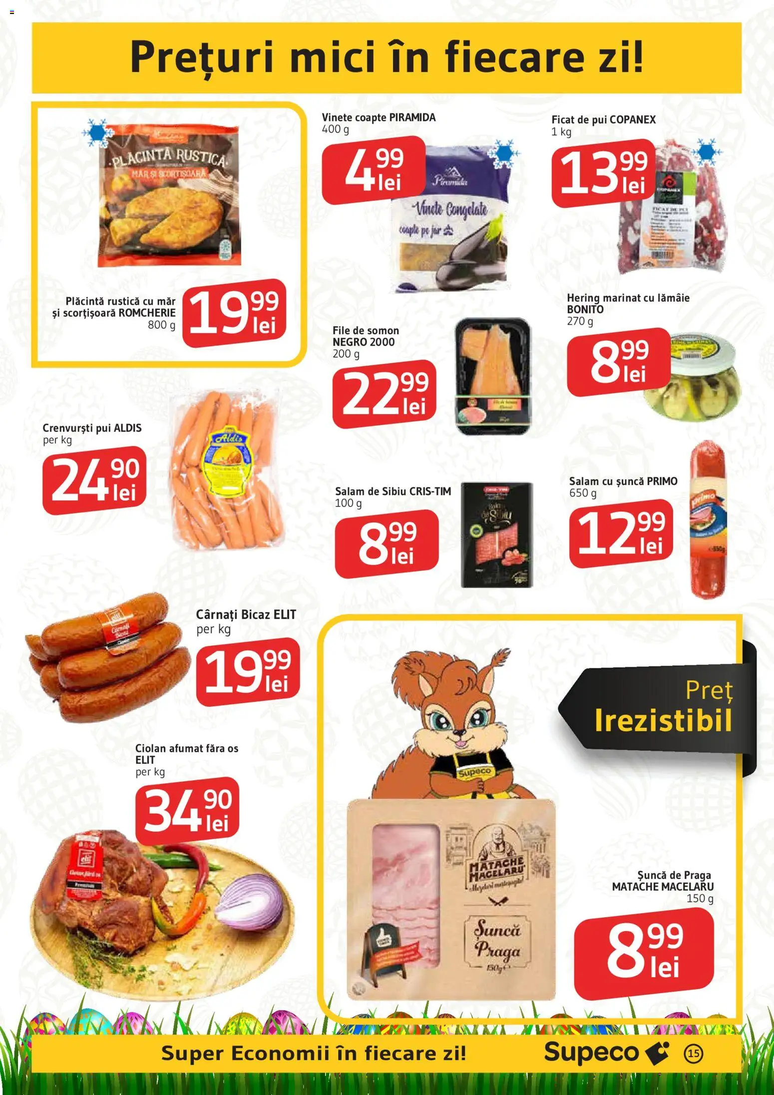 Noul catalog Supeco – valabil de la 02.04.2026 | Pagină: 15 | Produse: Crenvurști, Șuncă, Lămâie, Cârnați