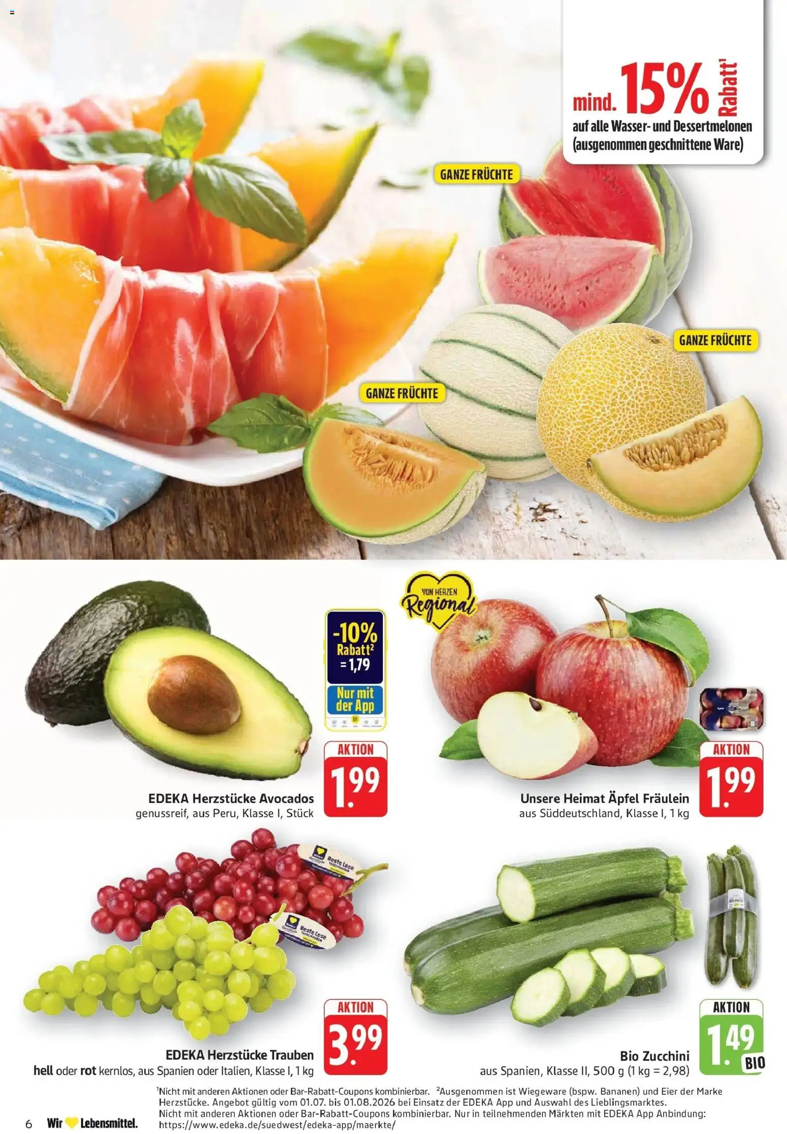 Edeka Prospekt Pirmasens – gültig ab 27.07.2026 | Seite: 6 | Produkte: Eier, Trauben, Äpfel, Wasser