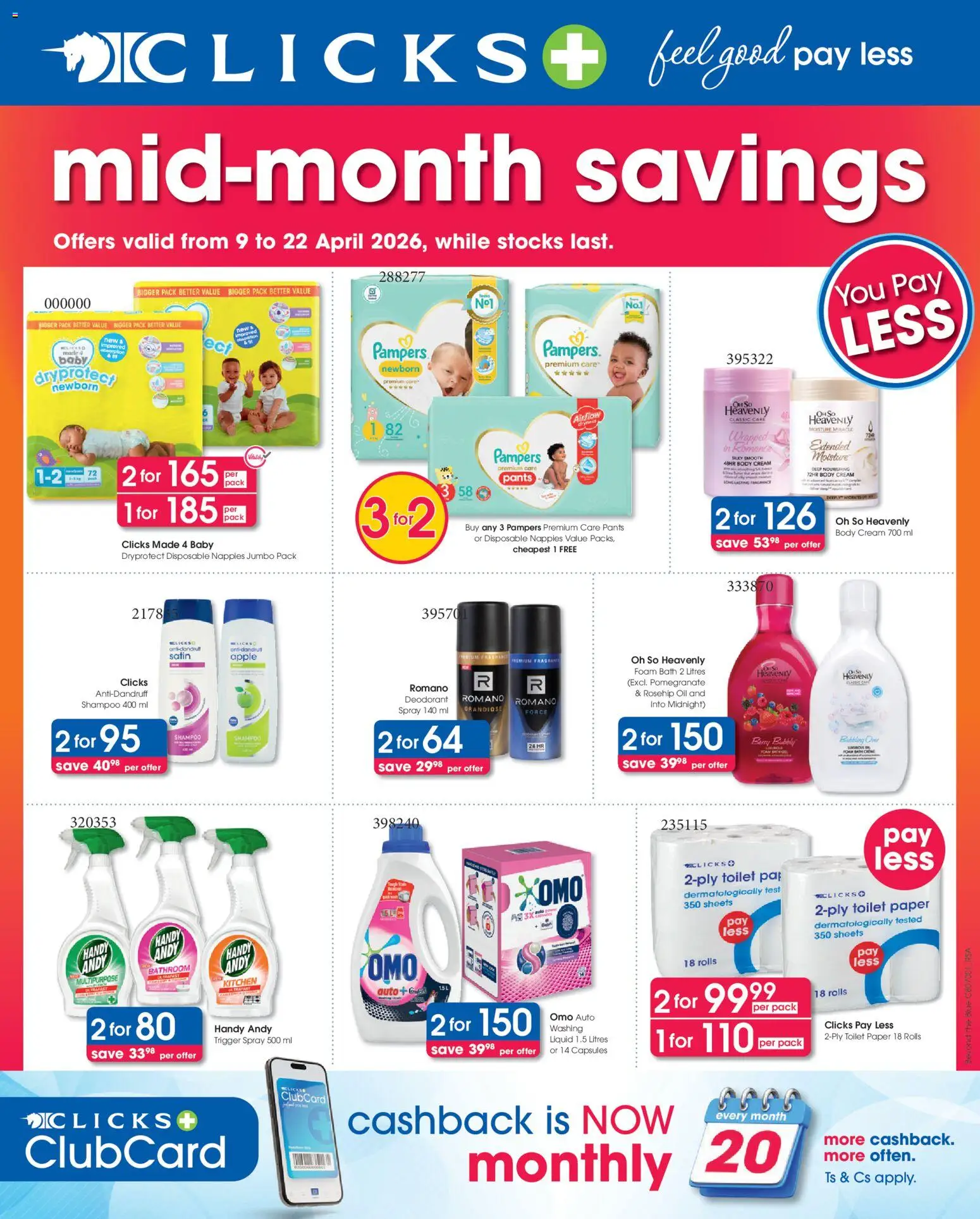 New Clicks catalogue – valid from 09.04.2026 | Page: 1 | Products: Cream, Deodorant, Paper, Toilet paper