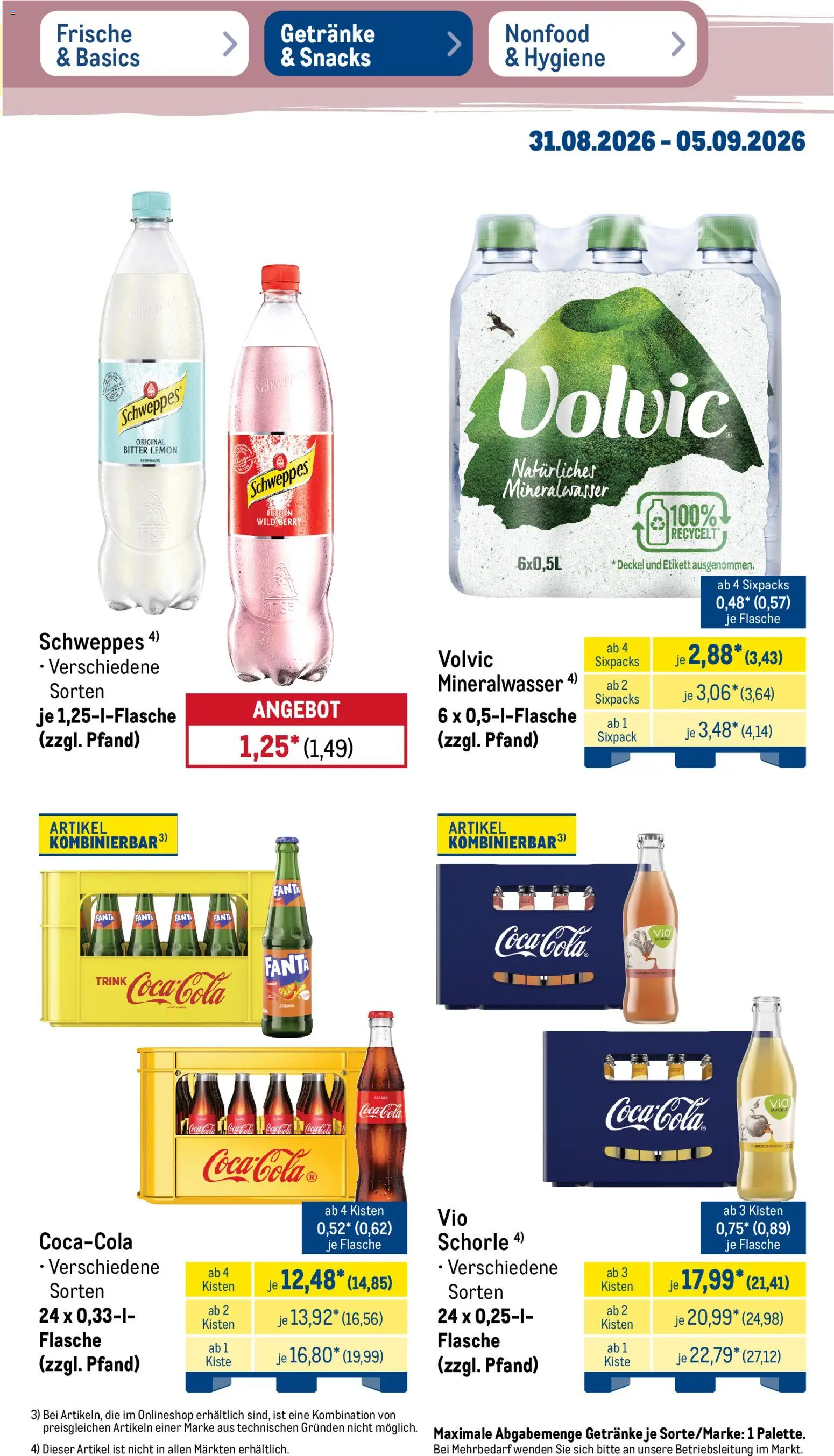 Metro Prospekt – gültig ab 31.08.2026 | Seite: 27 | Produkte: Coca cola, Fanta, Schweppes, Mineralwasser