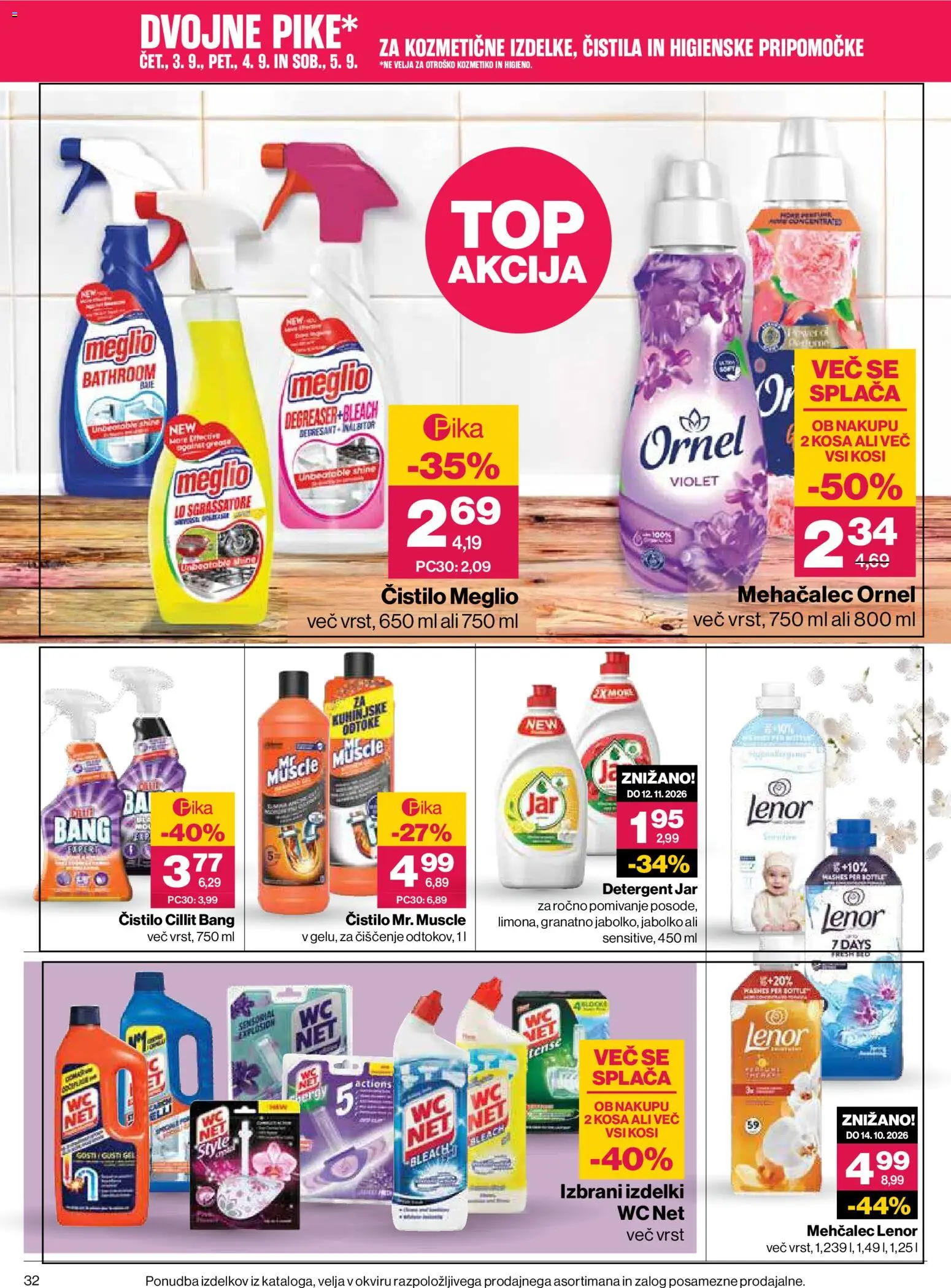 Novi Mercator katalog ponudbe – veljaven od 03.09.2026 | Stran: 32 | Izdelki: Mehčalec, Čistila, Detergent