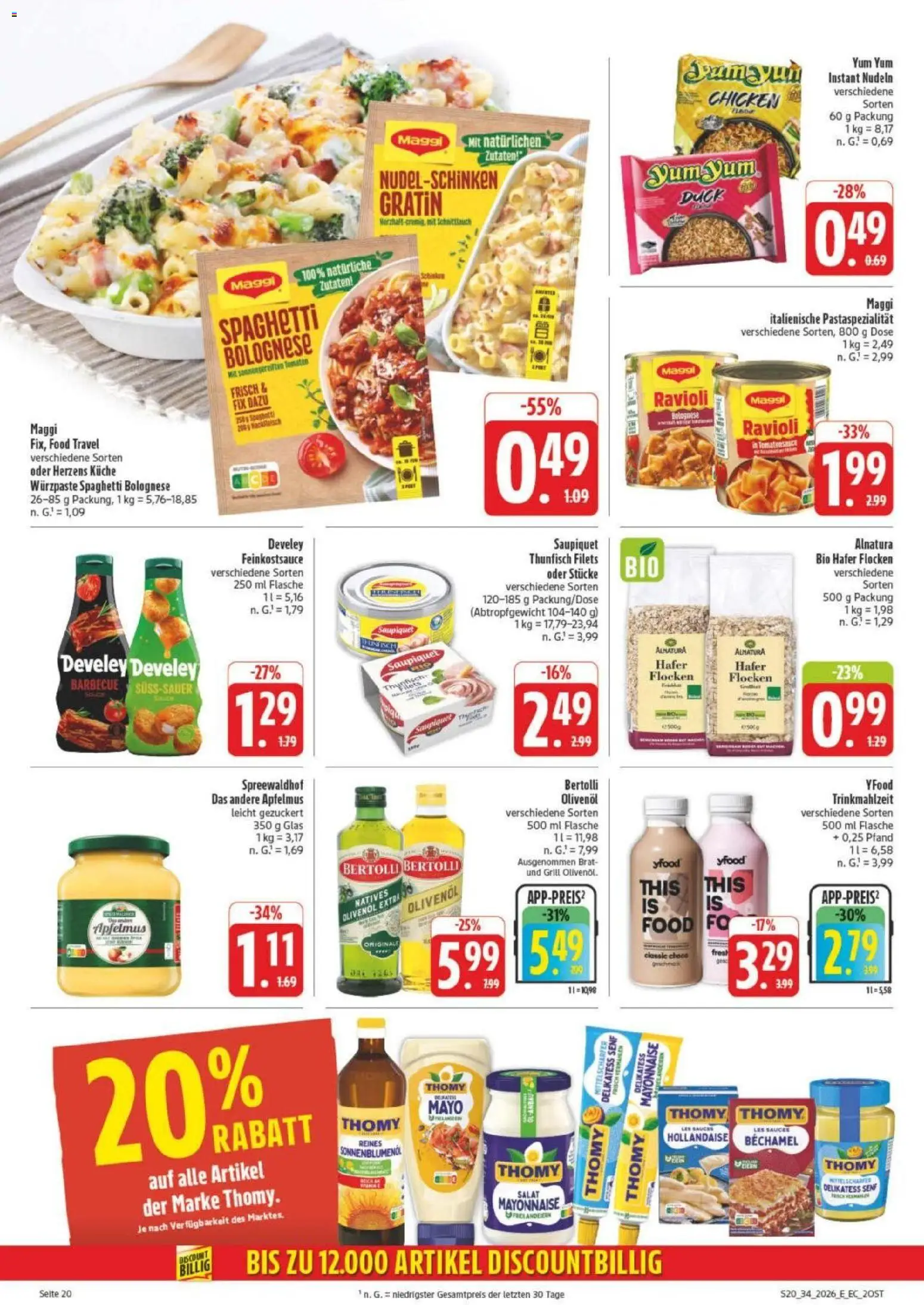 Edeka Prospekt Leipzig – gültig ab 17.08.2026 | Seite: 28 | Produkte: Sonnenblumenol, Bertolli olivenol, Schinken, Nudeln