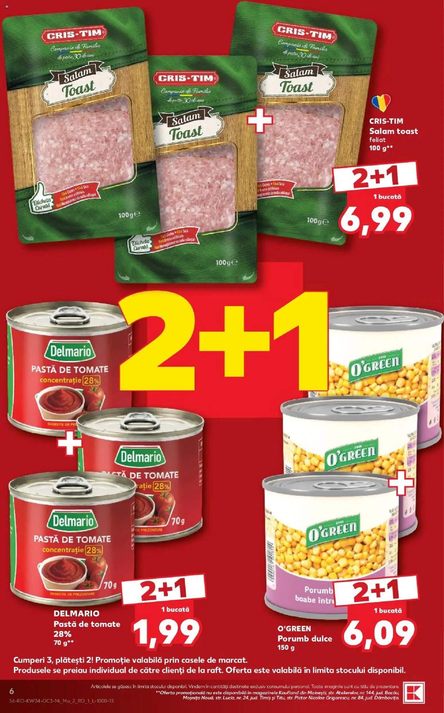 Noul catalog Kaufland – valabil de la 19.08.2026 | Pagină: 6 | Produse: Pastă de tomate, Salam, Porumb