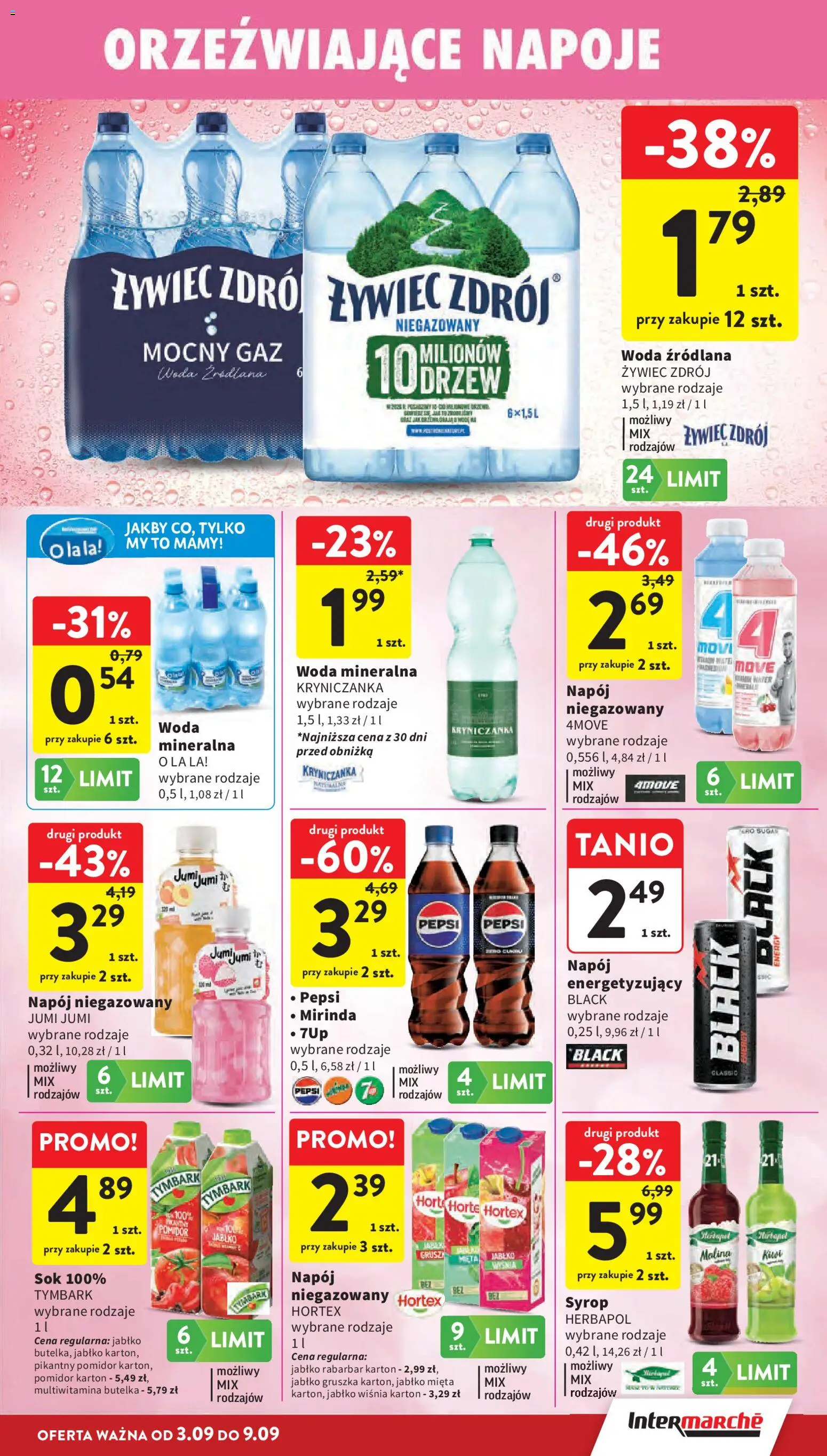 Intermarche gazetka od 03.09.2026 | Strona: 31 | Produkty: Syrop, Malina, Woda mineralna, Tymbark