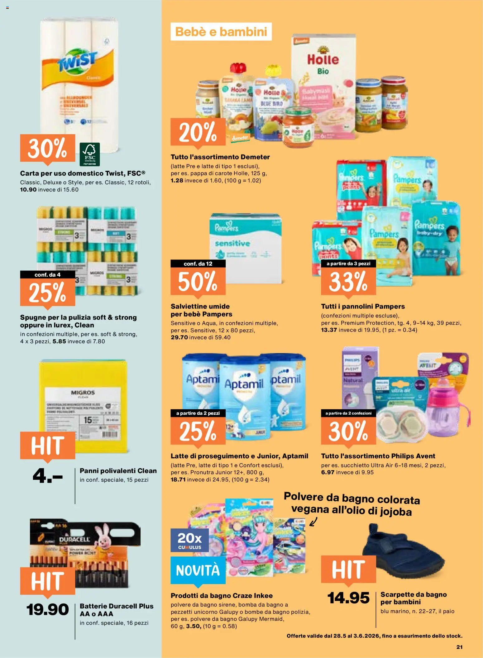 Migros aktionen IT – gültig ab 28.05.2026 | Seite: 21 | Produkte: Batterie, Pampers, Philips