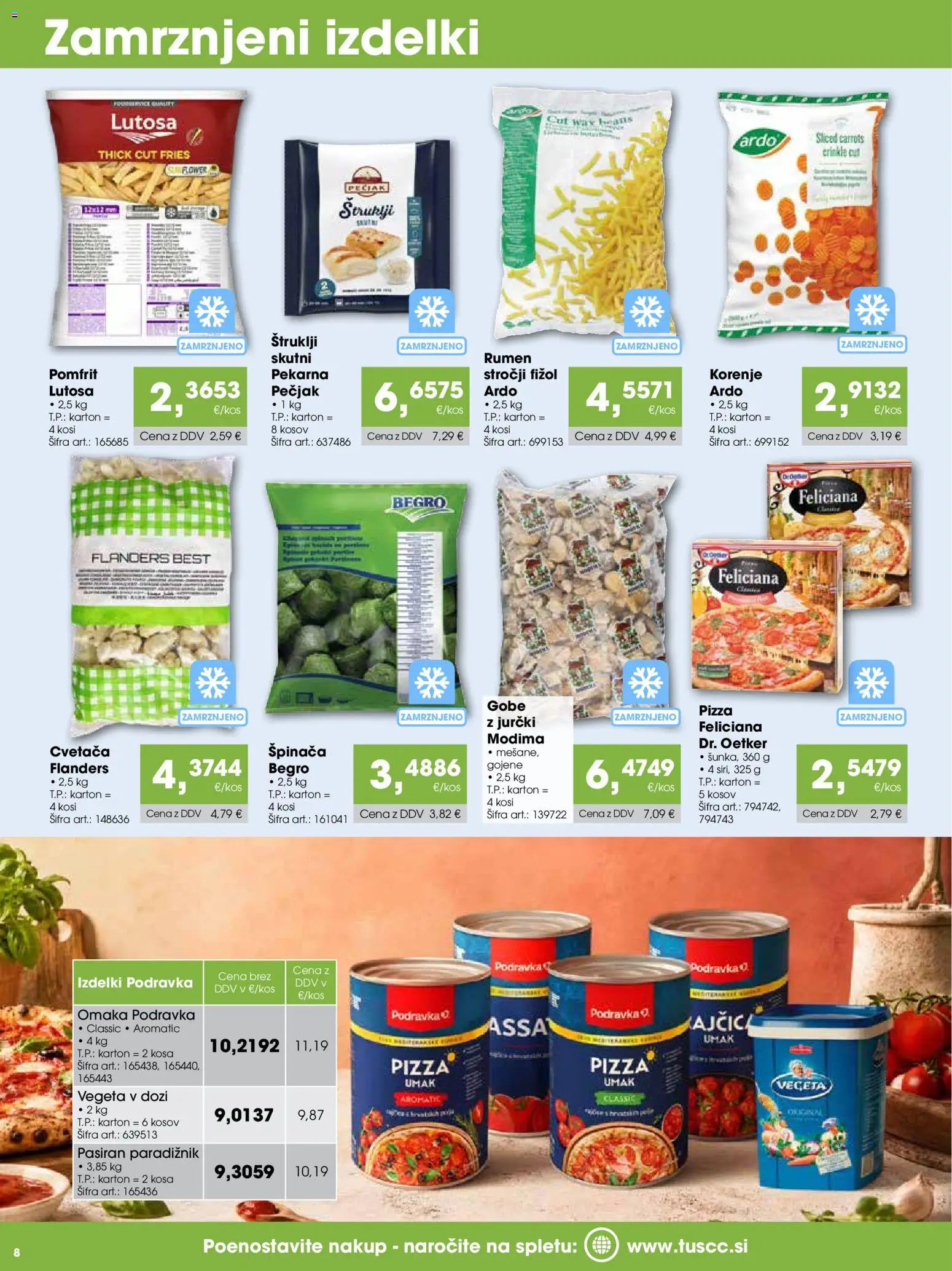 Novi Tuš katalog ponudbe – veljaven od 15.08.2026 | Stran: 8 | Izdelki: Štruklji, Pekarna, Paradiznik, Omaka