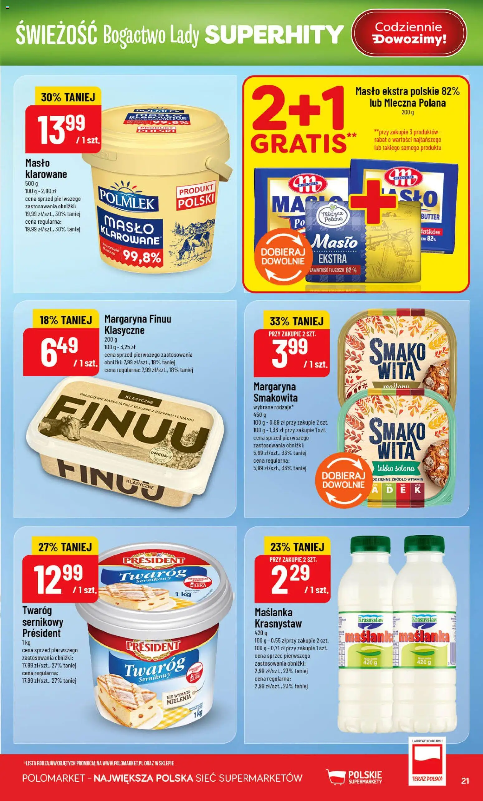 POLOmarket gazetka od 19.08.2026 | Strona: 21 | Produkty: Masło klarowane, Maślanka, Margaryna, Masło