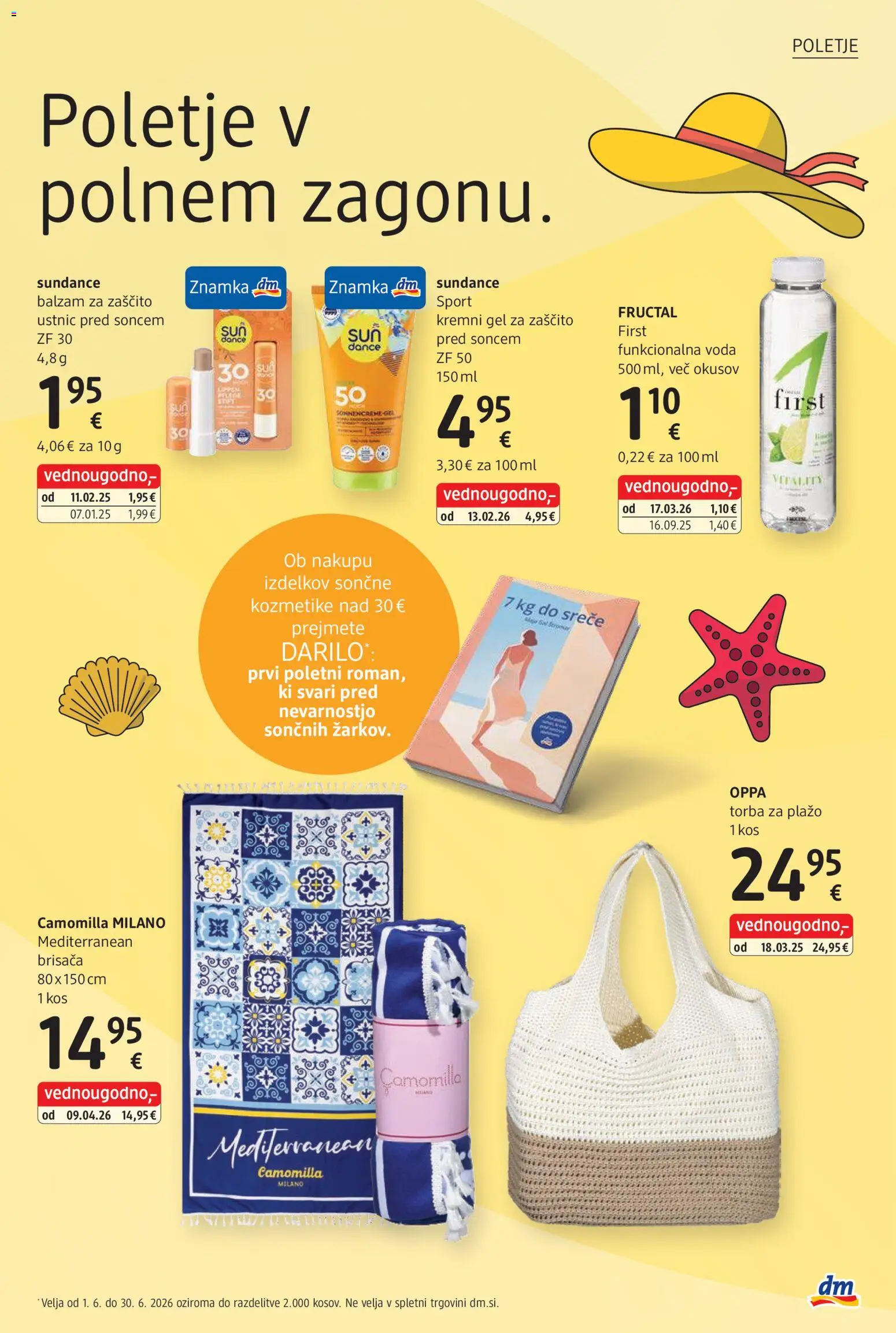 Novi DM Drogerie Markt katalog ponudbe – veljaven od 01.06.2026 | Stran: 3 | Izdelki: Torba, Brisača, Kos, Voda