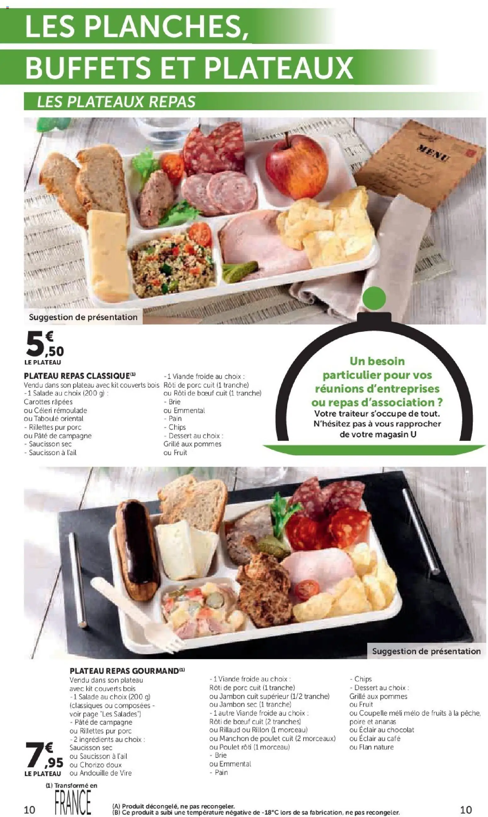 {H1} | Page: 10 | Produits: Salade, Plateau repas, Chocolat, Chips