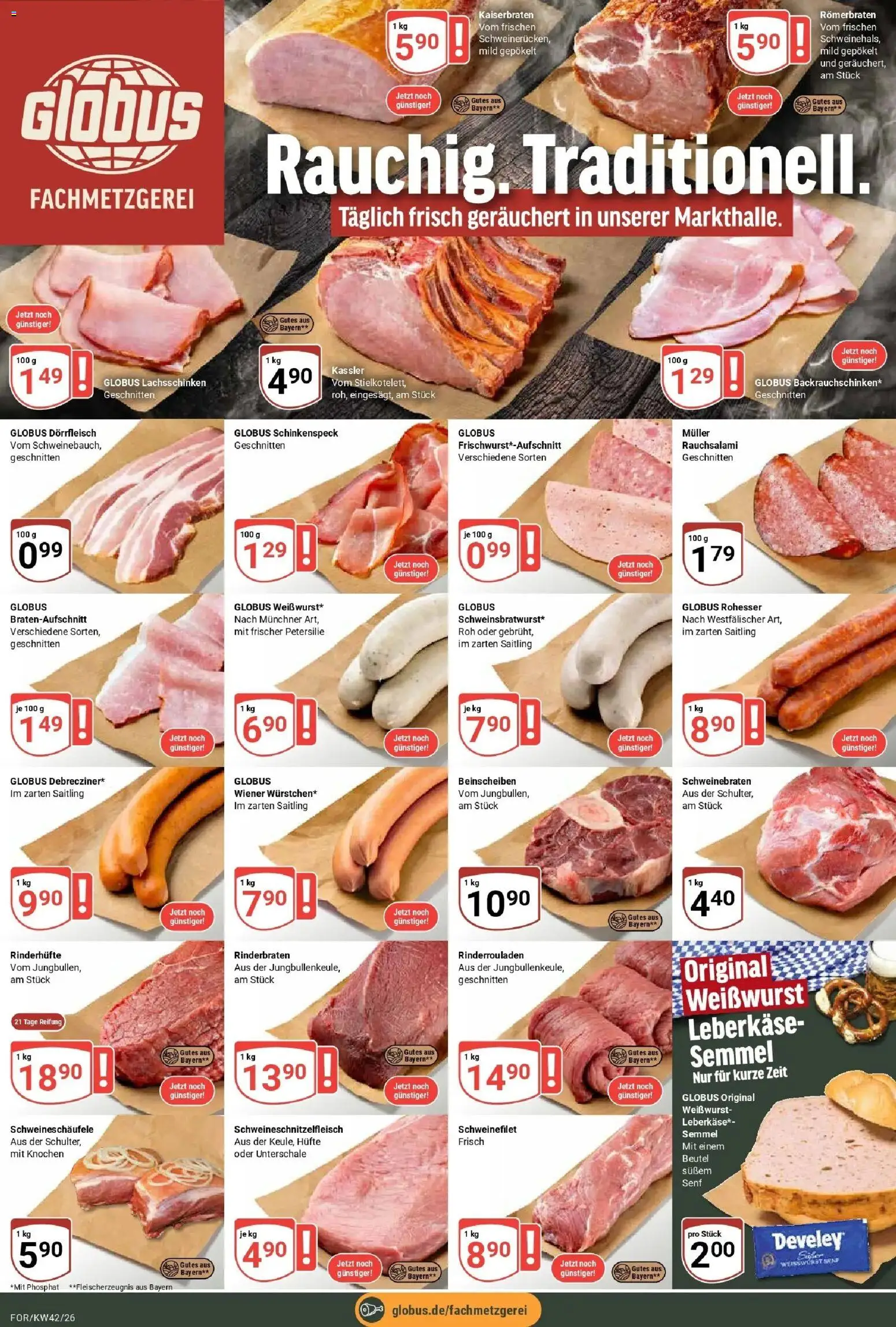 Globus Prospekt Forchheim (ab 12.10.2026) » Angebote online | Seite: 8 | Produkte: Rinderbraten, Weißwurst, Schweinefilet, Leberkase
