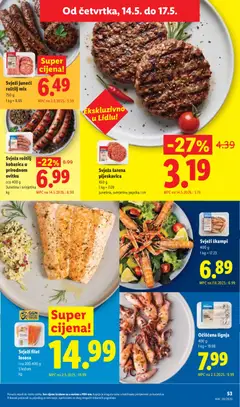 Svježa roštilj kobasica u prirodnom ovitku, cca 400 g Junetina i svinjetina - Pregled kataloga iz trgovine Lidl, vrijedi od 11.05.2026 | Stranica: 53