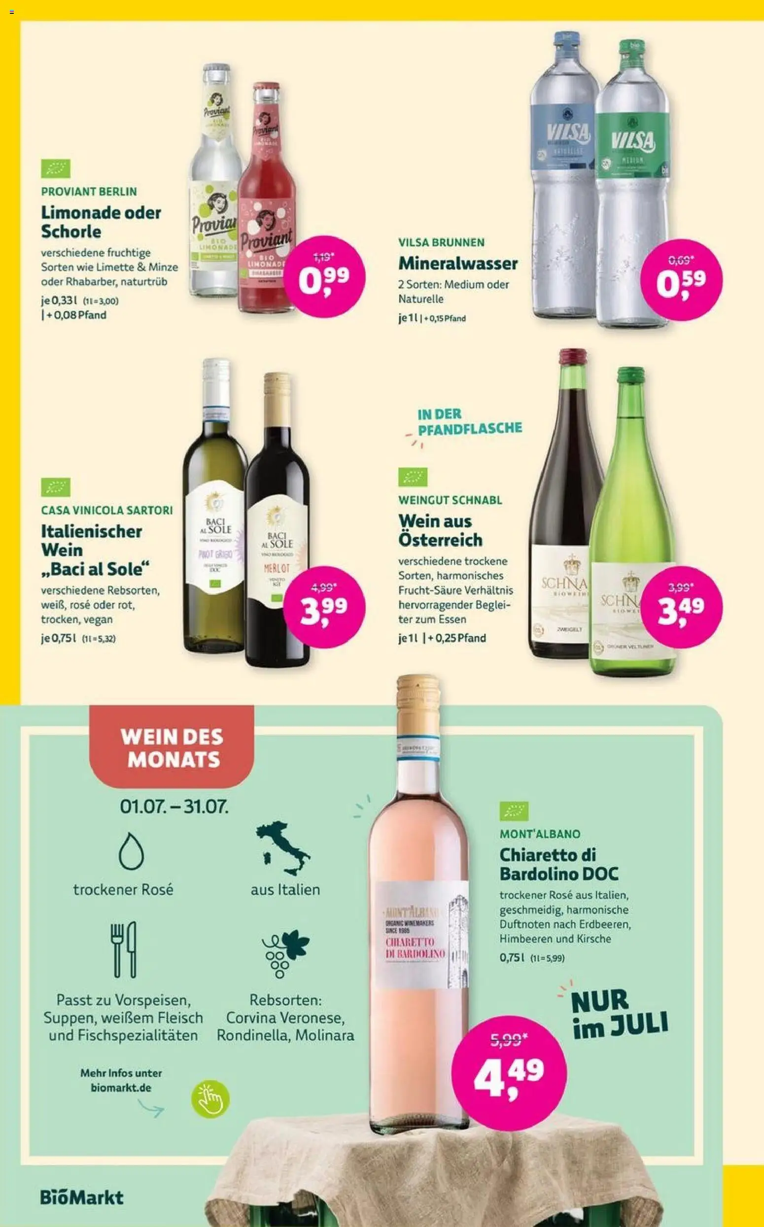 BioMarkt Prospekt – gültig ab 01.07.2026 | Seite: 12 | Produkte: Limonade, Limette, Wein, Fleisch