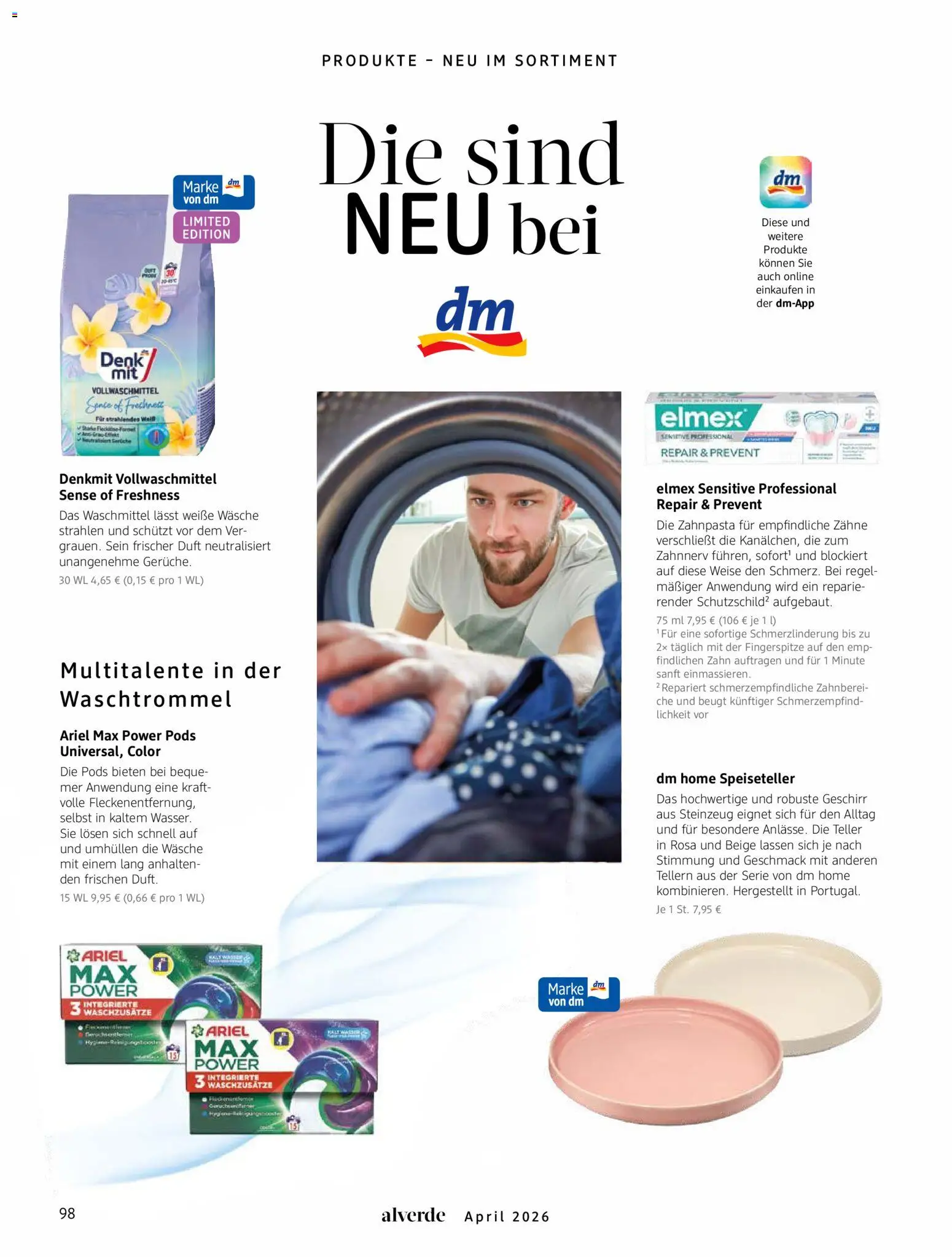 dm drogerie Prospekt 	 – gültig ab 01.04.2026 | Seite: 98 | Produkte: Ariel, Duft, Zahnpasta, Waschmittel