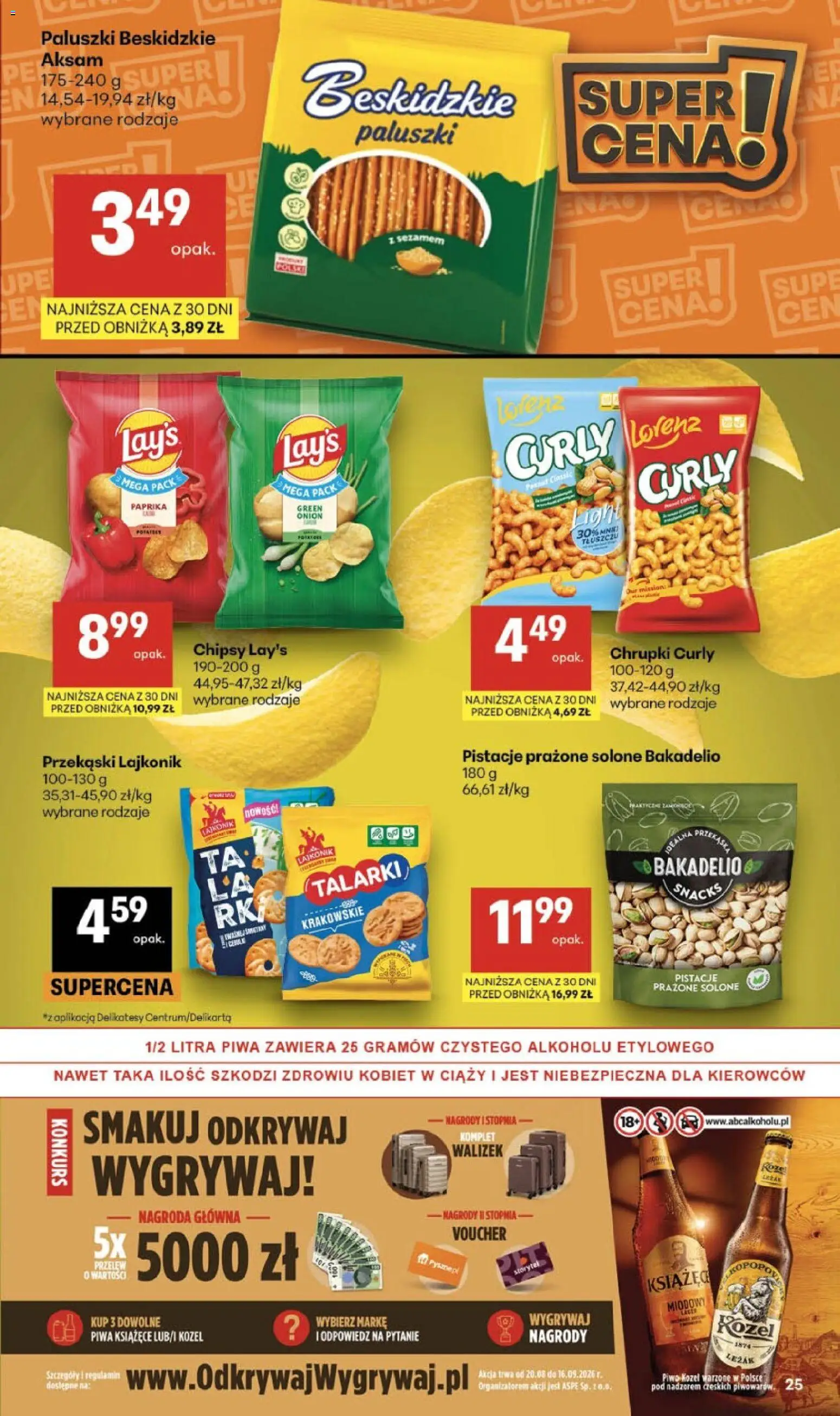 Delikatesy Centrum gazetka - Sklepy Własne od 20.08.2026 | Strona: 25 | Produkty: Chipsy, Pistacje, Delikatesy, Paluszki