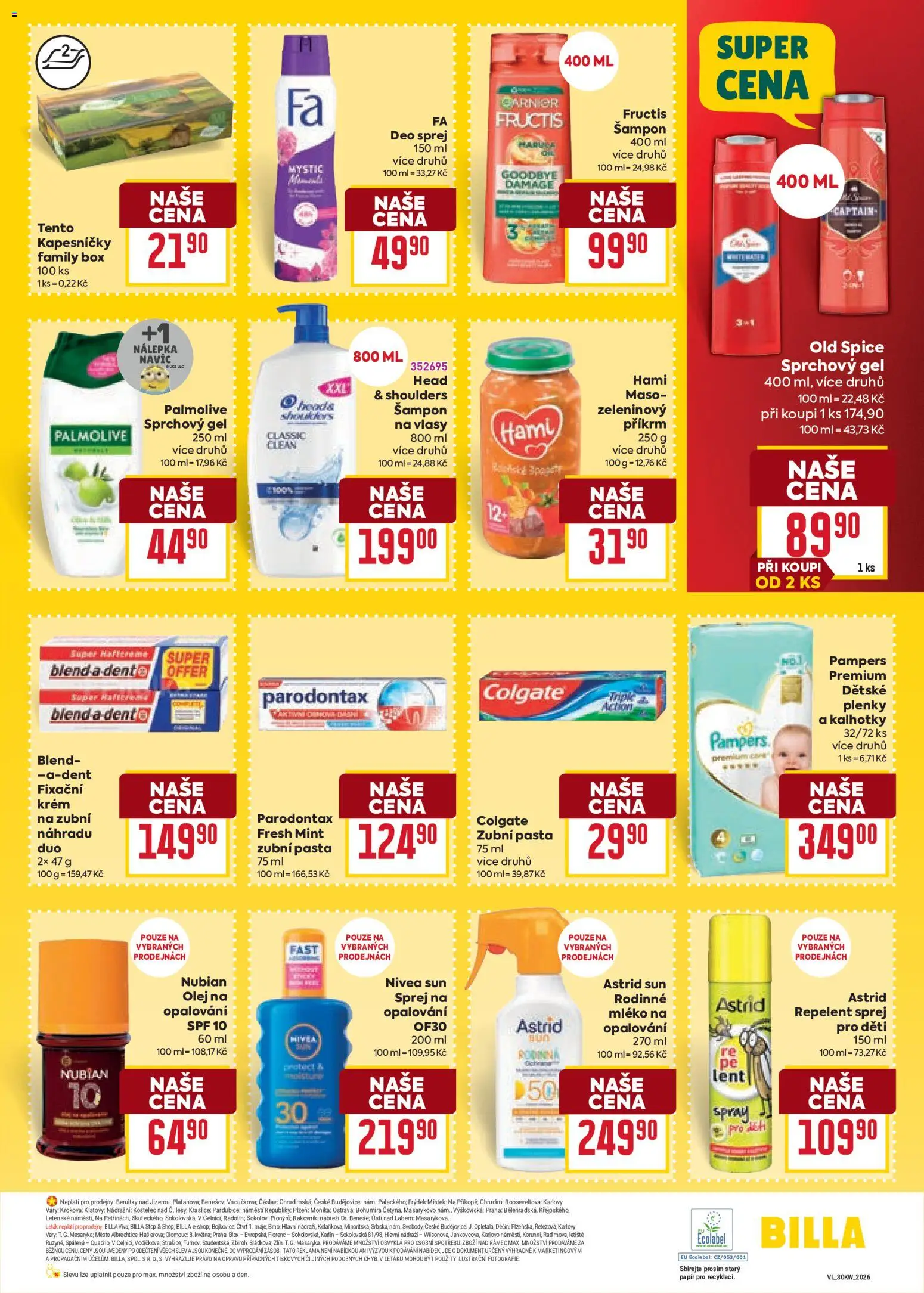 Billa Velký leták od 22.07.2026 | Strana: 31 | Produkty: Sprchový gel, Zubní pasta, Box, Pampers