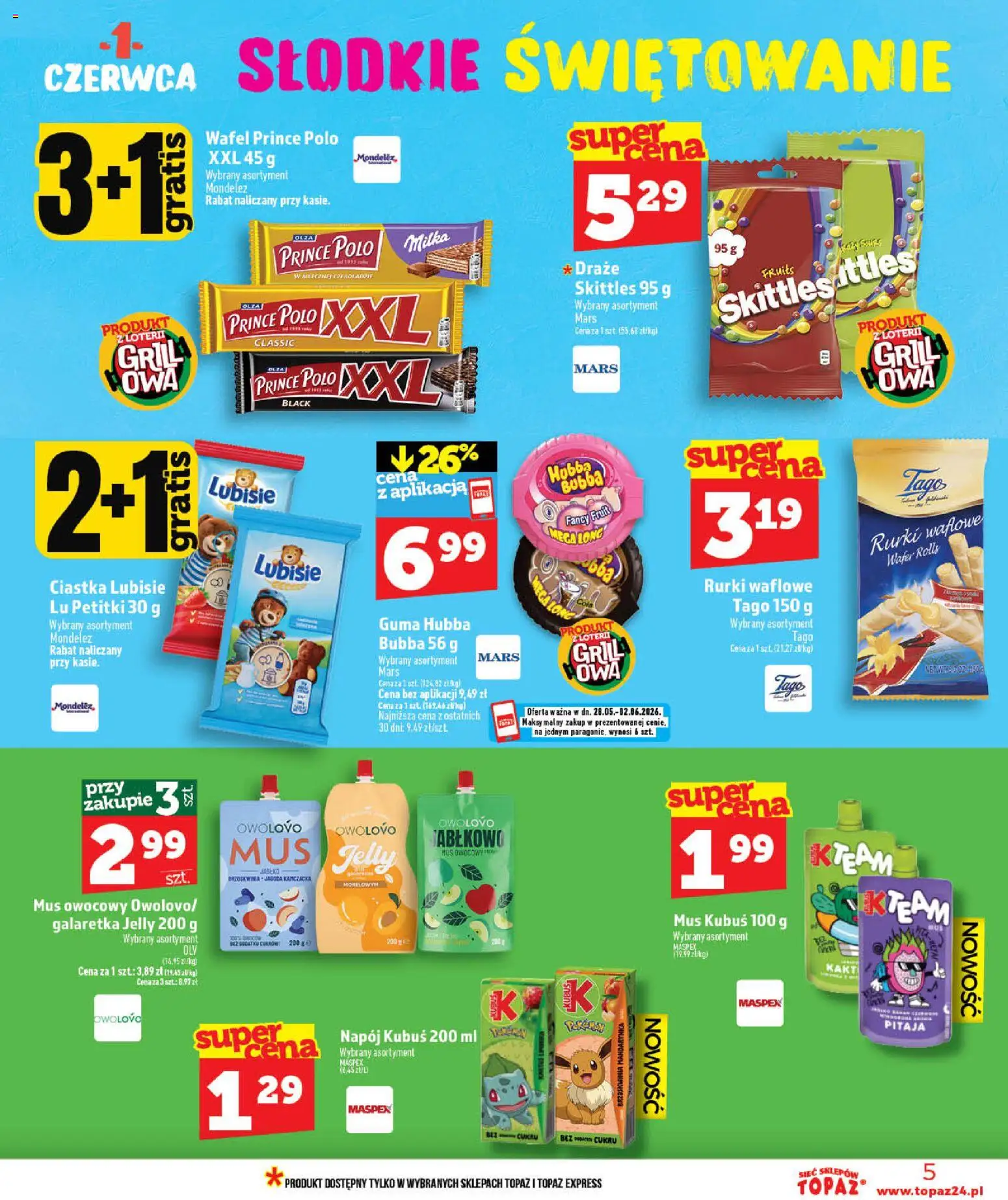 Topaz gazetka - MAZ od 28.05.2026 | Strona: 5 | Produkty: Galaretka, Grill, Pitaja, Ciastka