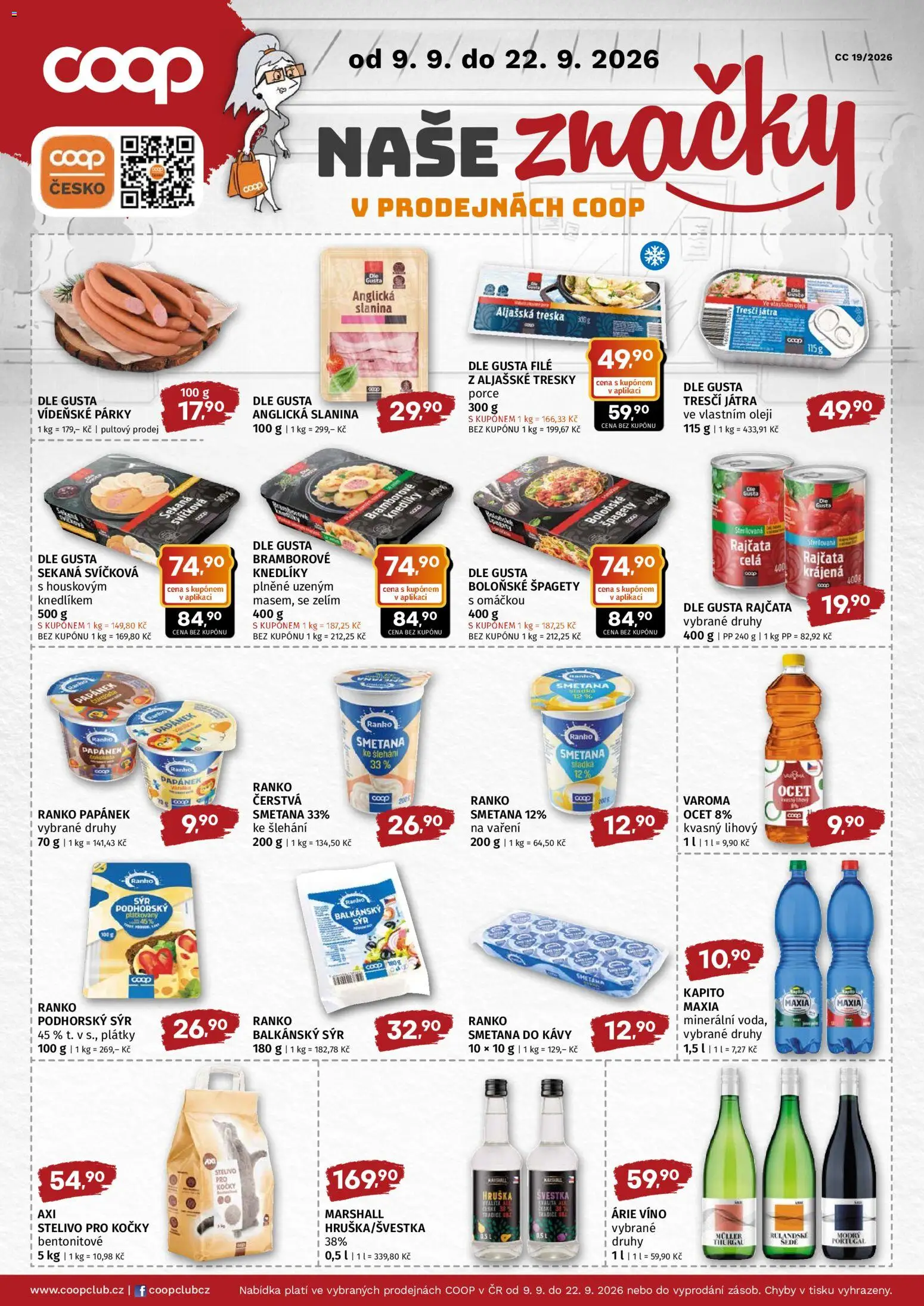 Coop leták - Super cena od 09.09.2026 | Strana: 2 | Produkty: Sýr, Treska, Rajčata, Játra