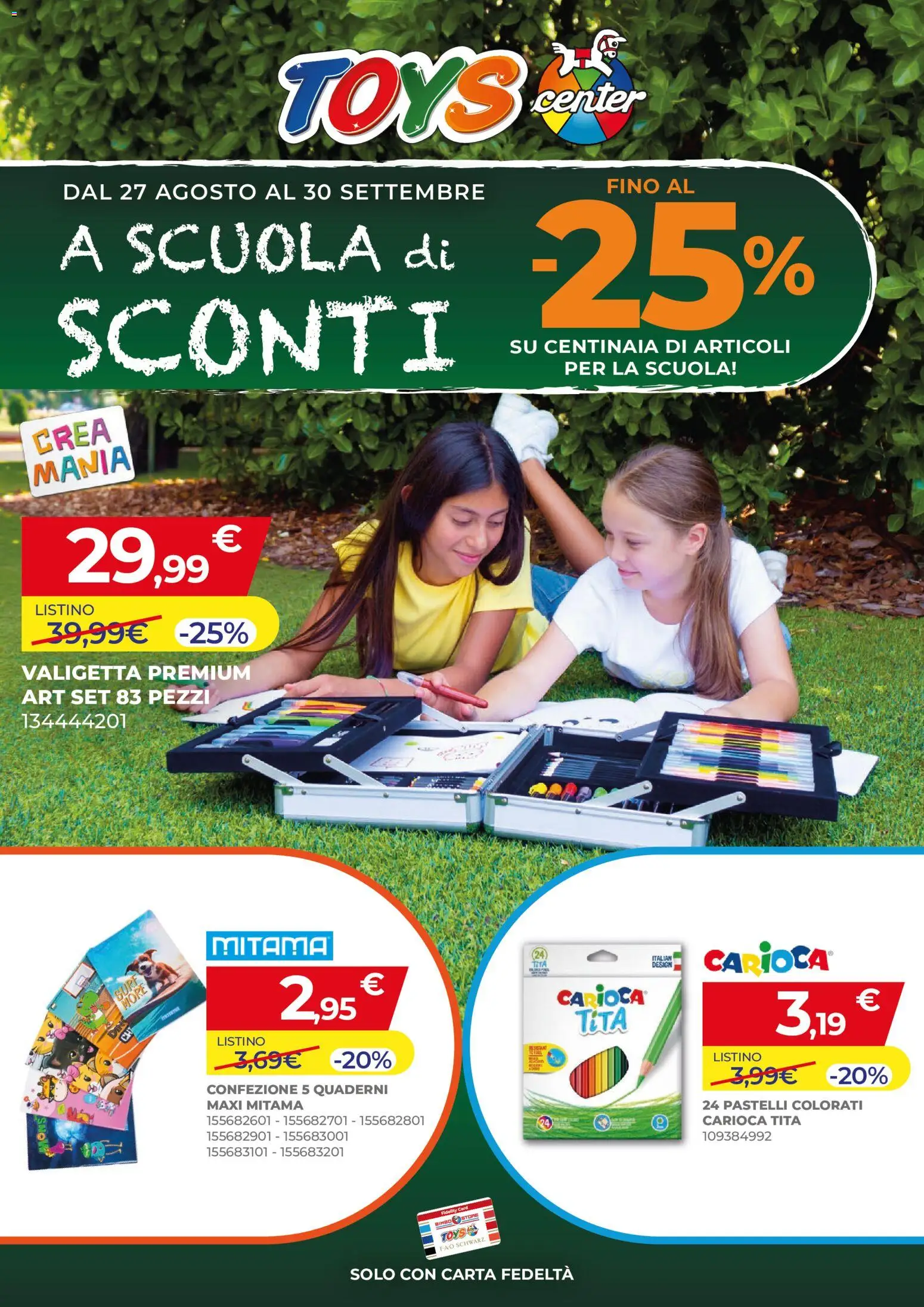 Volantino Toys Center del 27/08/2026 | Pagina: 1 | Prodotti: Pastelli, Valigetta