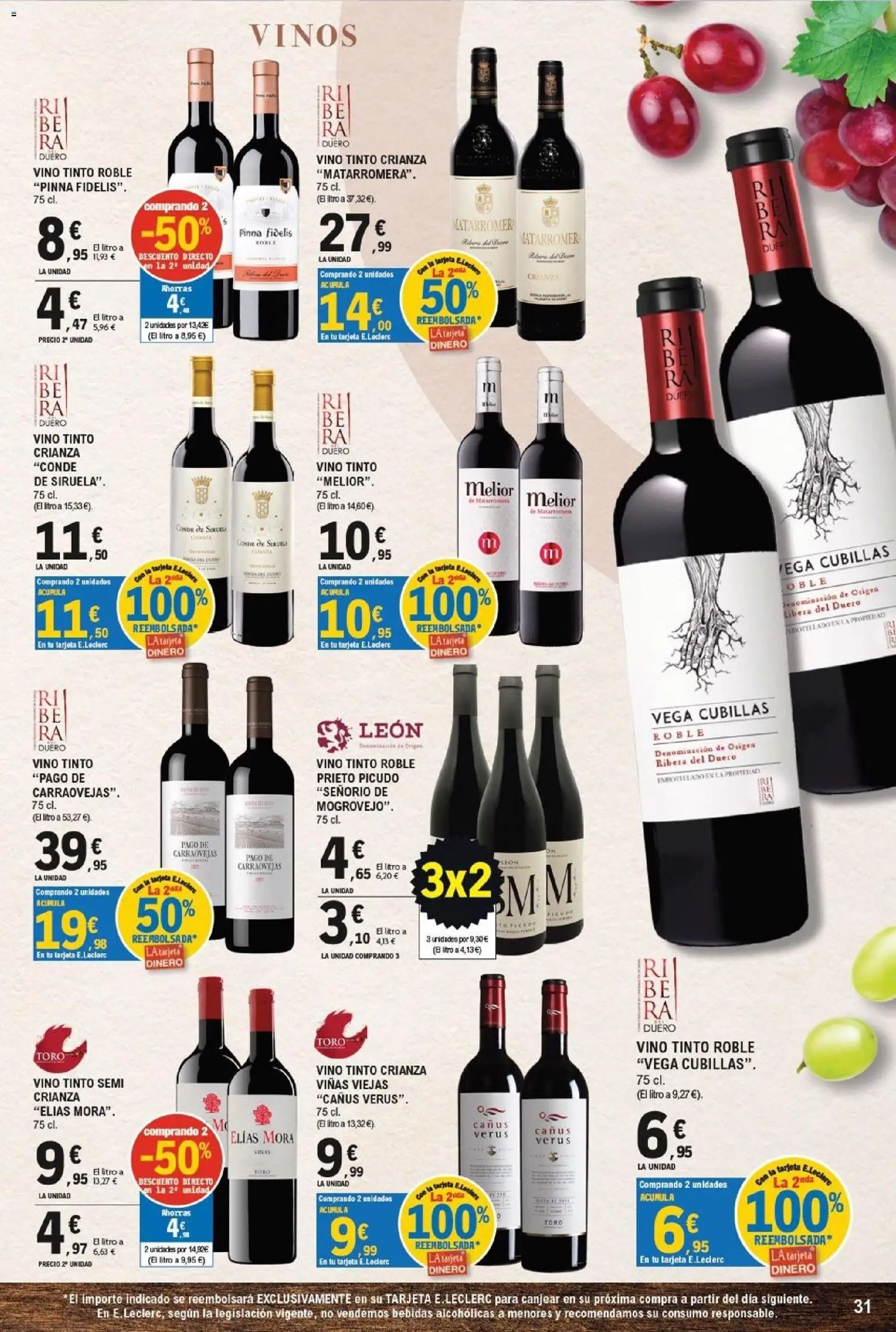 E.Leclerc - León │ válido desde el 21/09/2026 | Página: 31 | Productos: Vino tinto, Vino, Bebidas