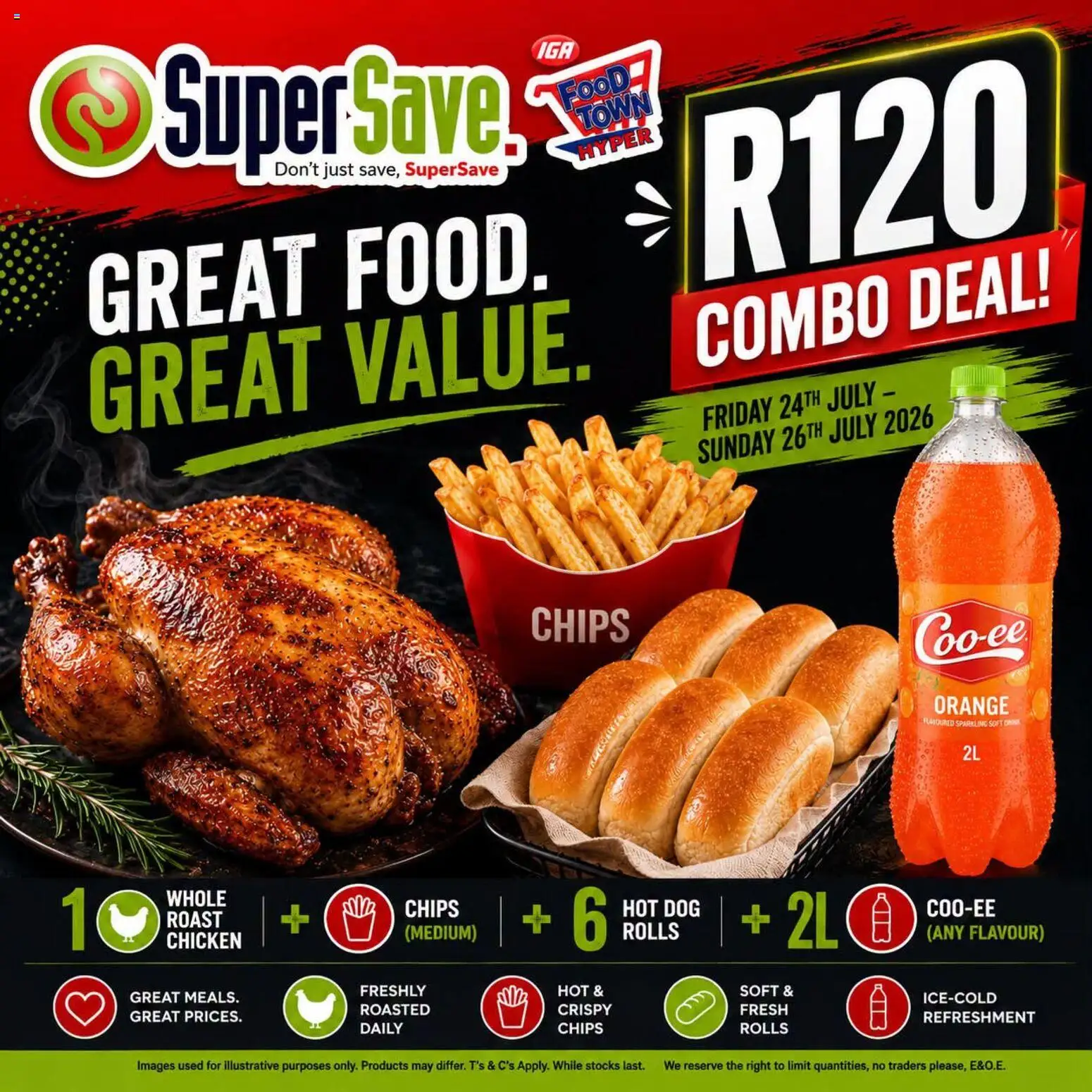 New Super Save catalogue – valid from 24/07/2026 | Page: 1 | Products: Chicken, Chips