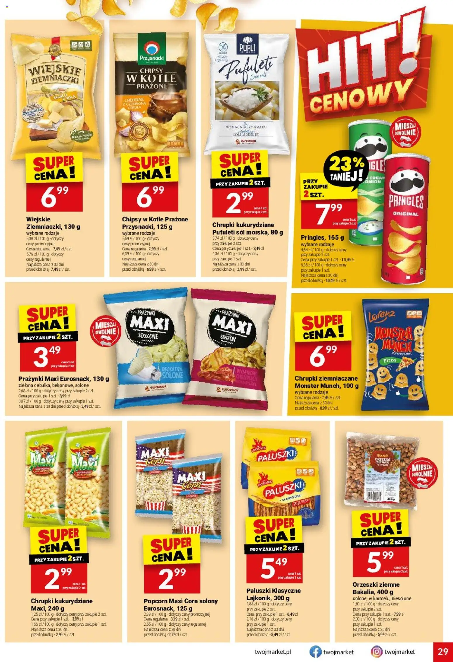 Twój Market gazetka od 02.06.2026 | Strona: 29 | Produkty: Chipsy, Paluszki, Orzeszki ziemne, Cheddar