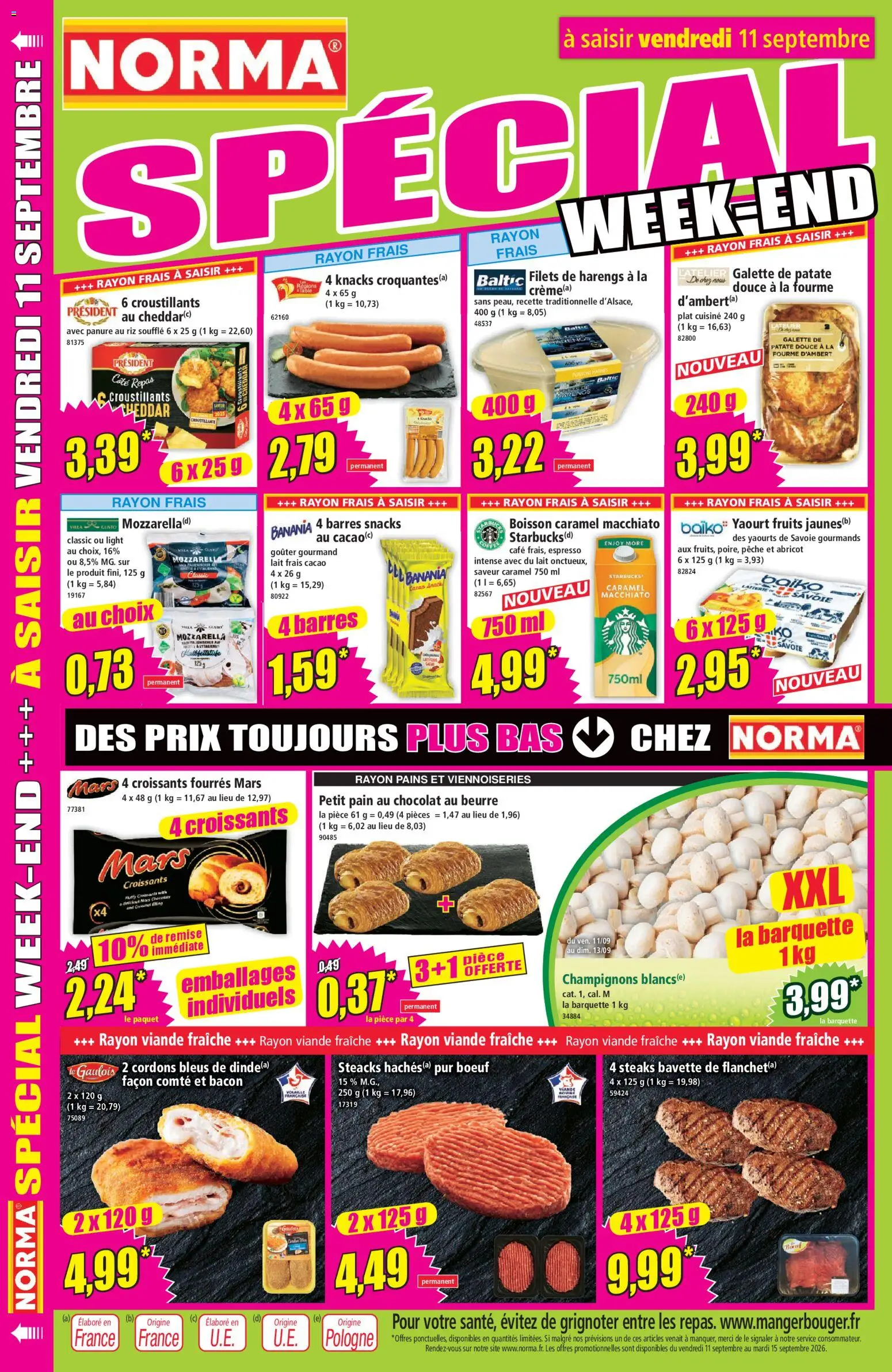 {H1} | Page: 14 | Produits: Yaourts, Boisson, Mozzarella, Pain