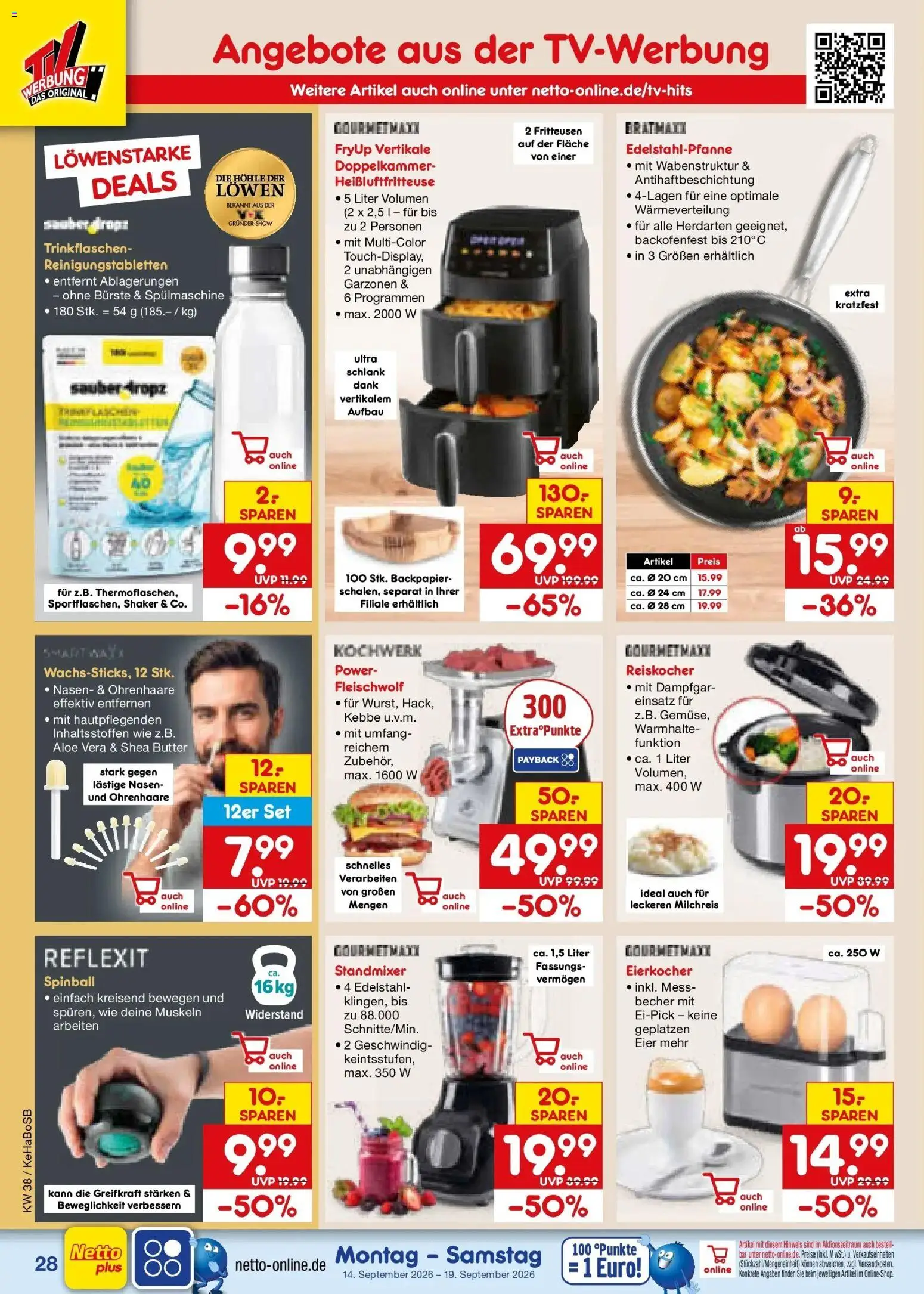Netto Marken-Discount Prospekt Bochum – gültig ab 14.09.2026 | Seite: 40 | Produkte: Butter, Eier, Bürste, Heißluftfritteuse