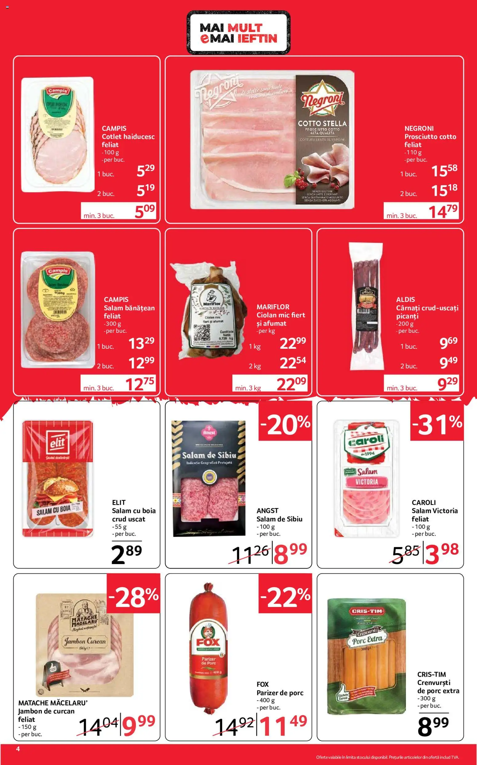 Noul catalog Selgros – valabil de la 04.09.2026 | Pagină: 4 | Produse: Campis, Salam, Parizer, Cârnați
